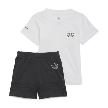 Kids Unisex Adidas Sprt Collection Shorts And Tee Set, White, A901_ONE, large image number 0