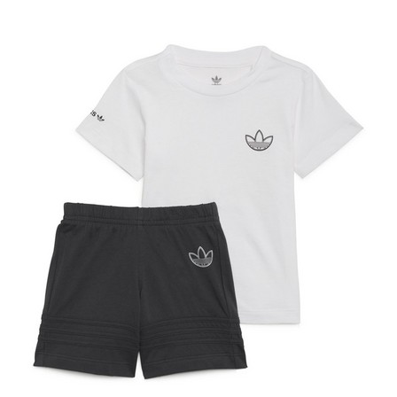 Kids Unisex Adidas Sprt Collection Shorts And Tee Set, White, A901_ONE, large image number 1