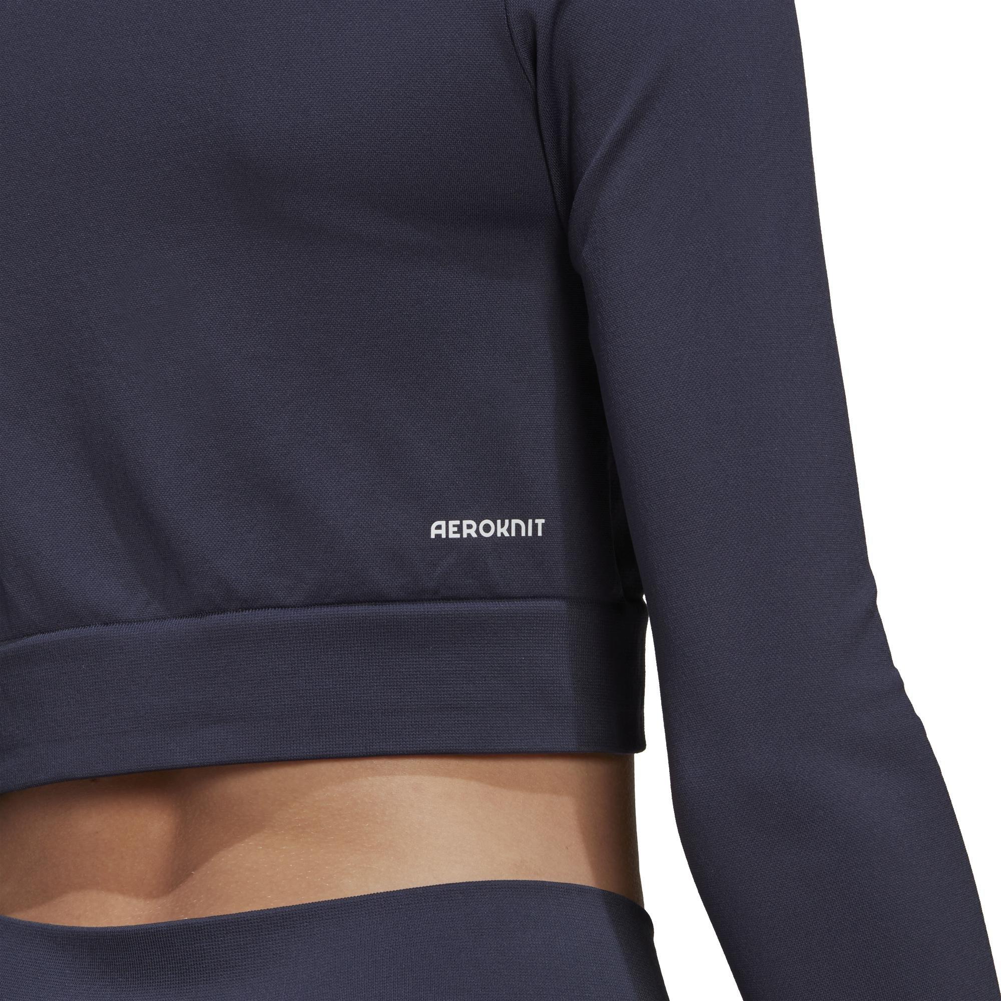 Aeroknit Seamless Fitted Cropped Long-Sleeve Top, Blue, A901_ONE, large image number 11