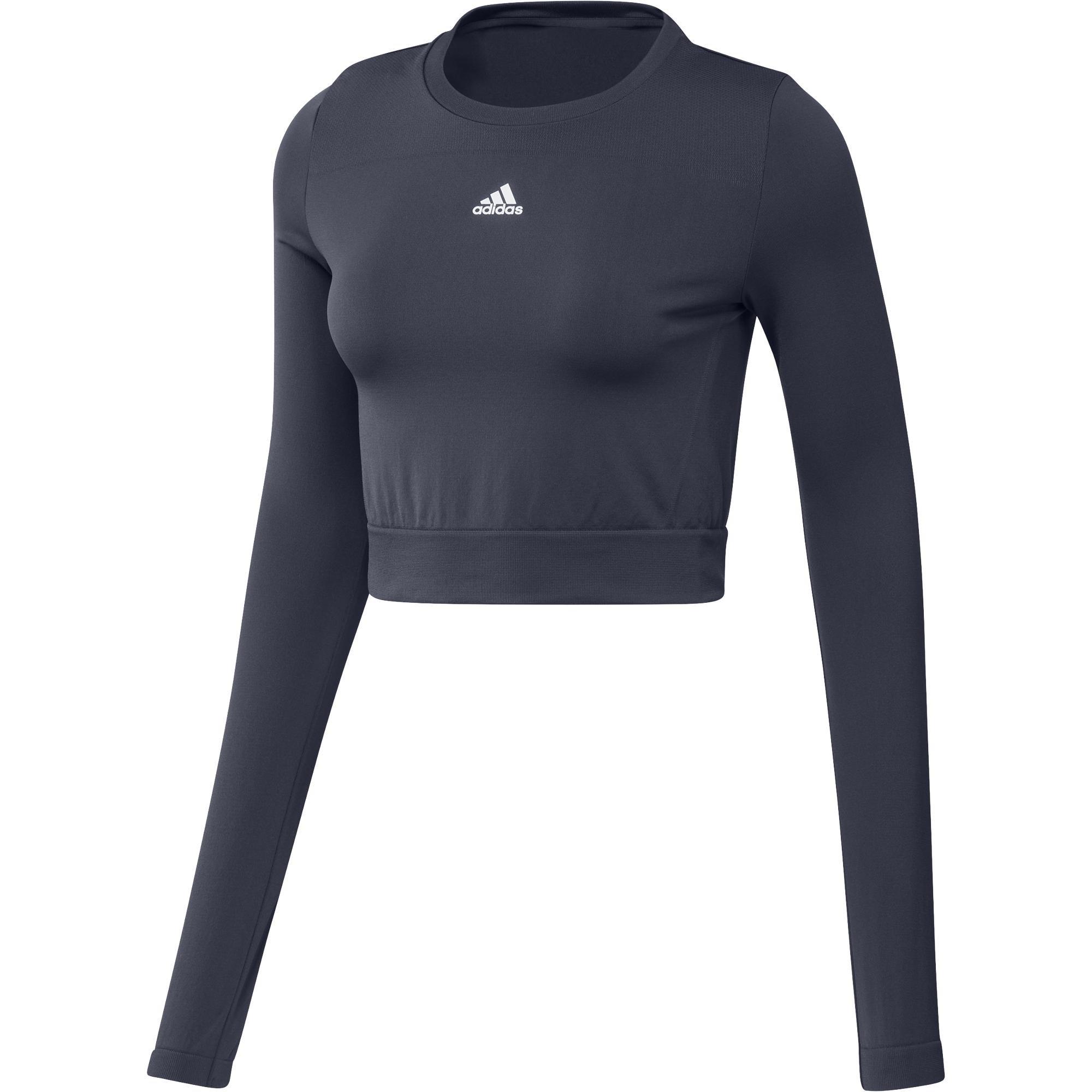 Aeroknit Seamless Fitted Cropped Long-Sleeve Top, Blue, A901_ONE, large image number 15