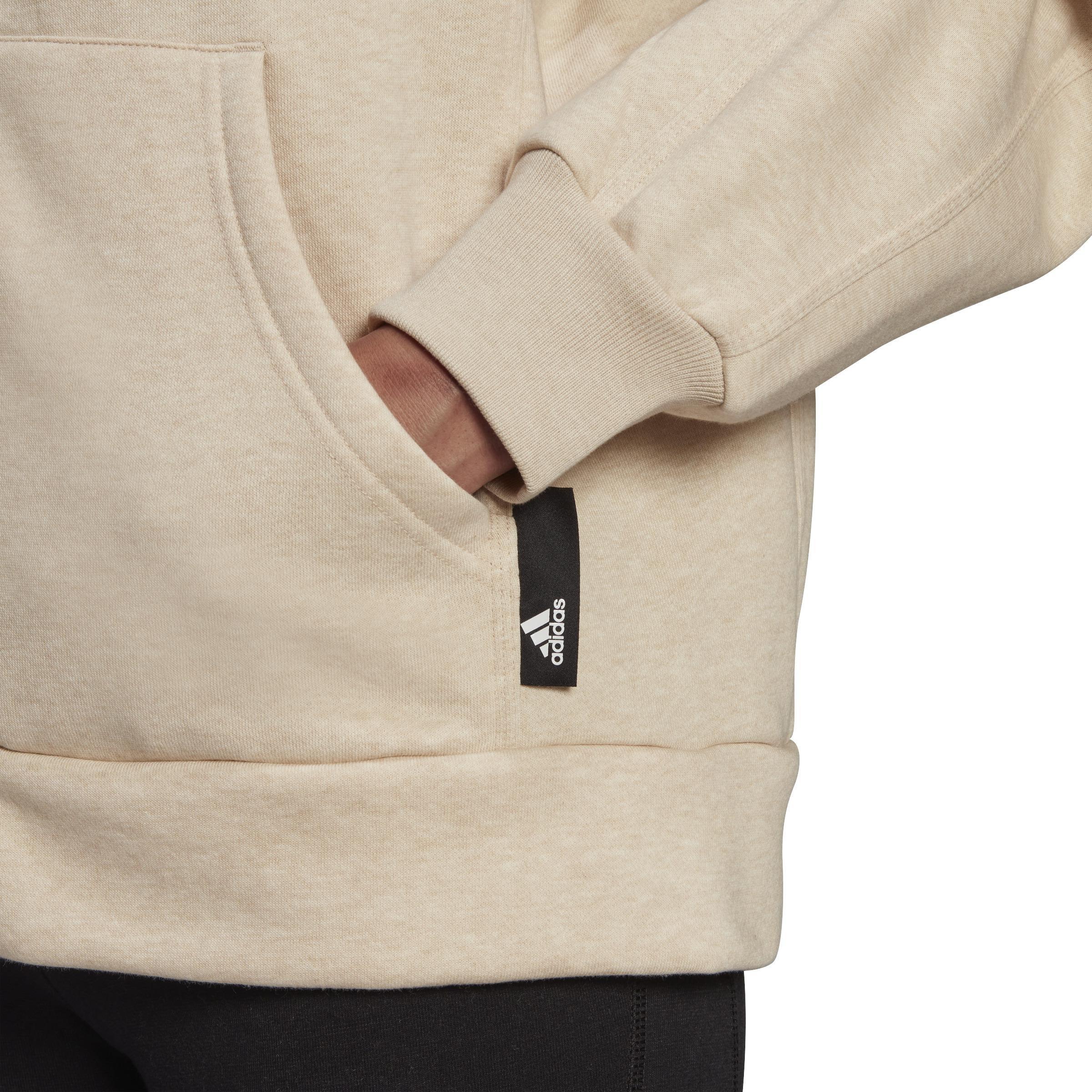 adidas Sportswear Studio Lounge Fleece Hooded Full-Zip Hoodie, Beige, A901_ONE, large image number 4