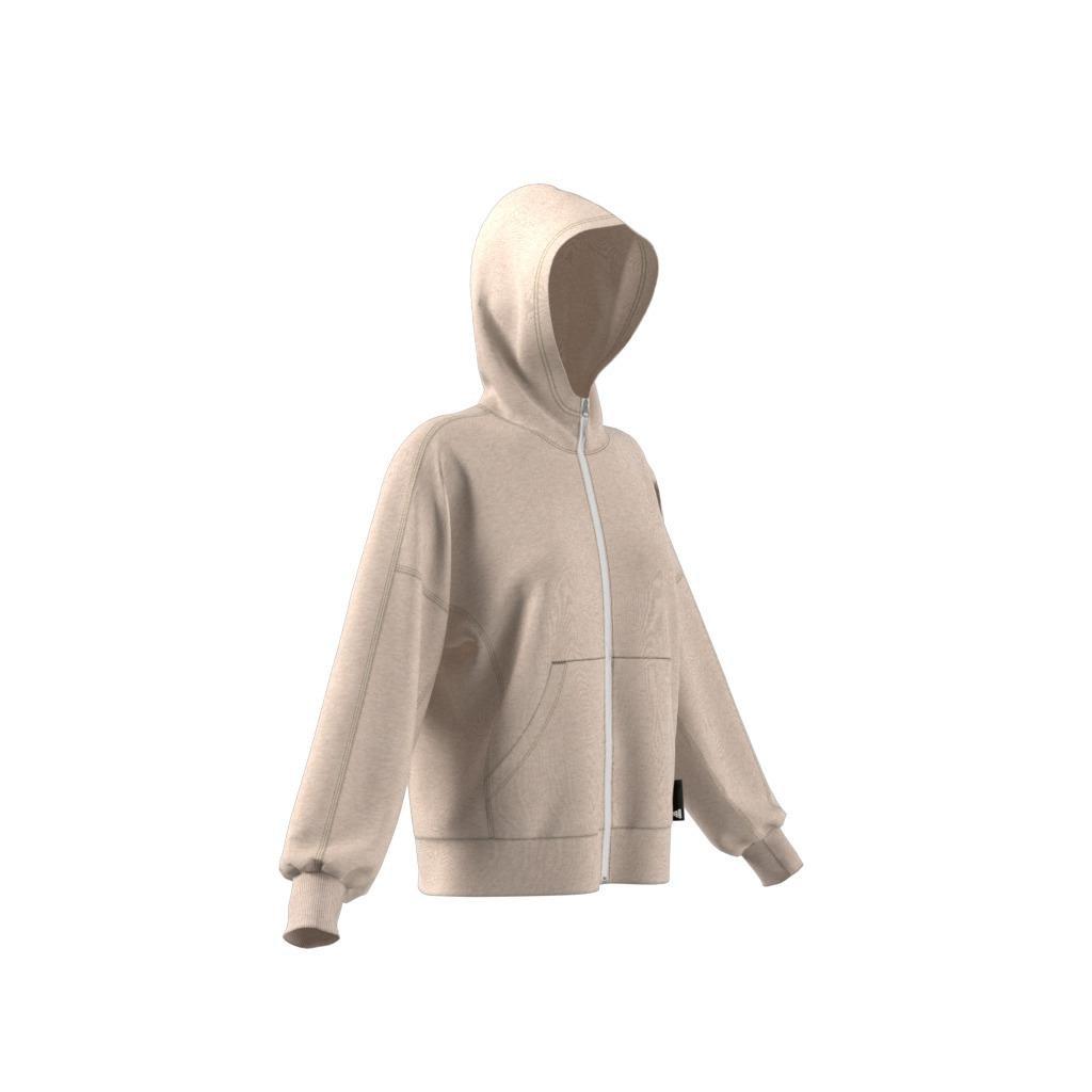 adidas Sportswear Studio Lounge Fleece Hooded Full-Zip Hoodie, Beige, A901_ONE, large image number 10