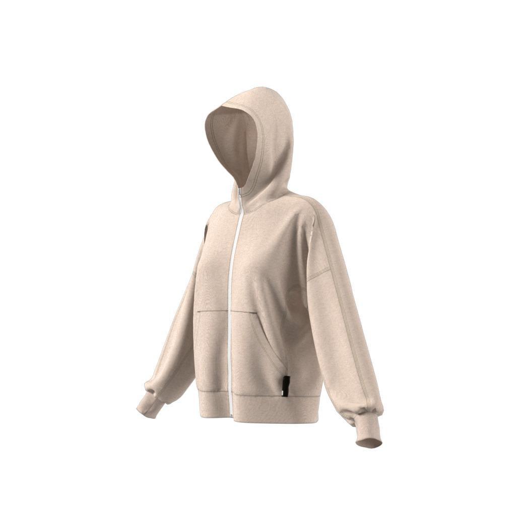 adidas Sportswear Studio Lounge Fleece Hooded Full-Zip Hoodie, Beige, A901_ONE, large image number 12