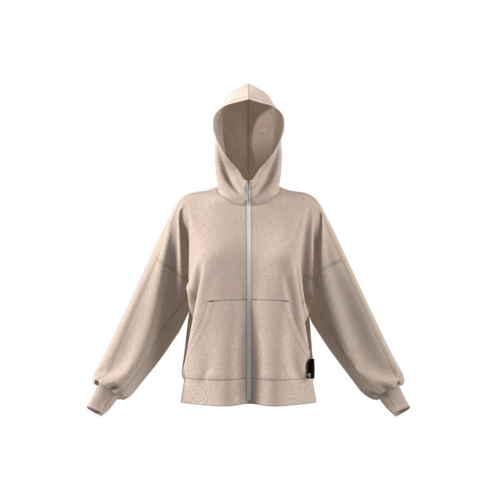 adidas Sportswear Studio Lounge Fleece Hooded Full-Zip Hoodie, Beige, A901_ONE, large image number 14