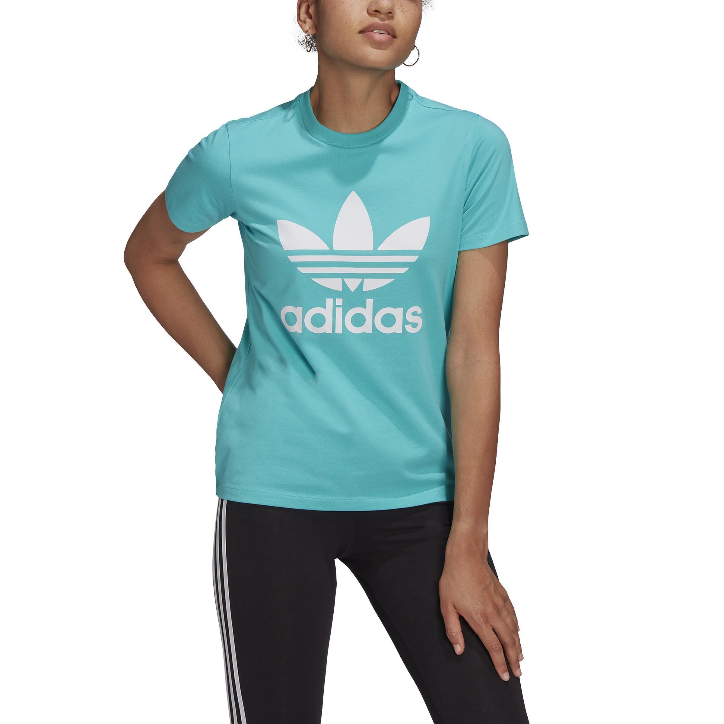 Women Adicolor Classics Trefoil T-Shirt, Turquoise, A901_ONE, large image number 1