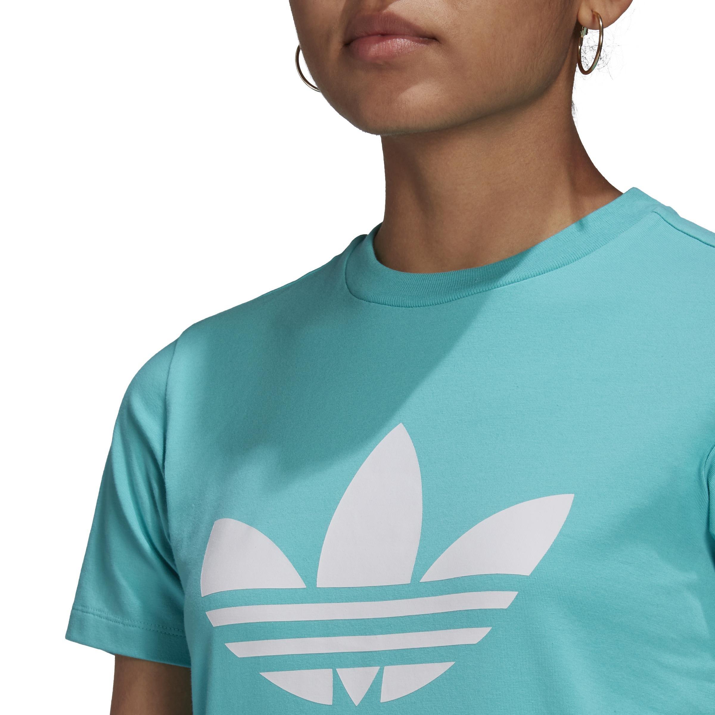 Women Adicolor Classics Trefoil T-Shirt, Turquoise, A901_ONE, large image number 3