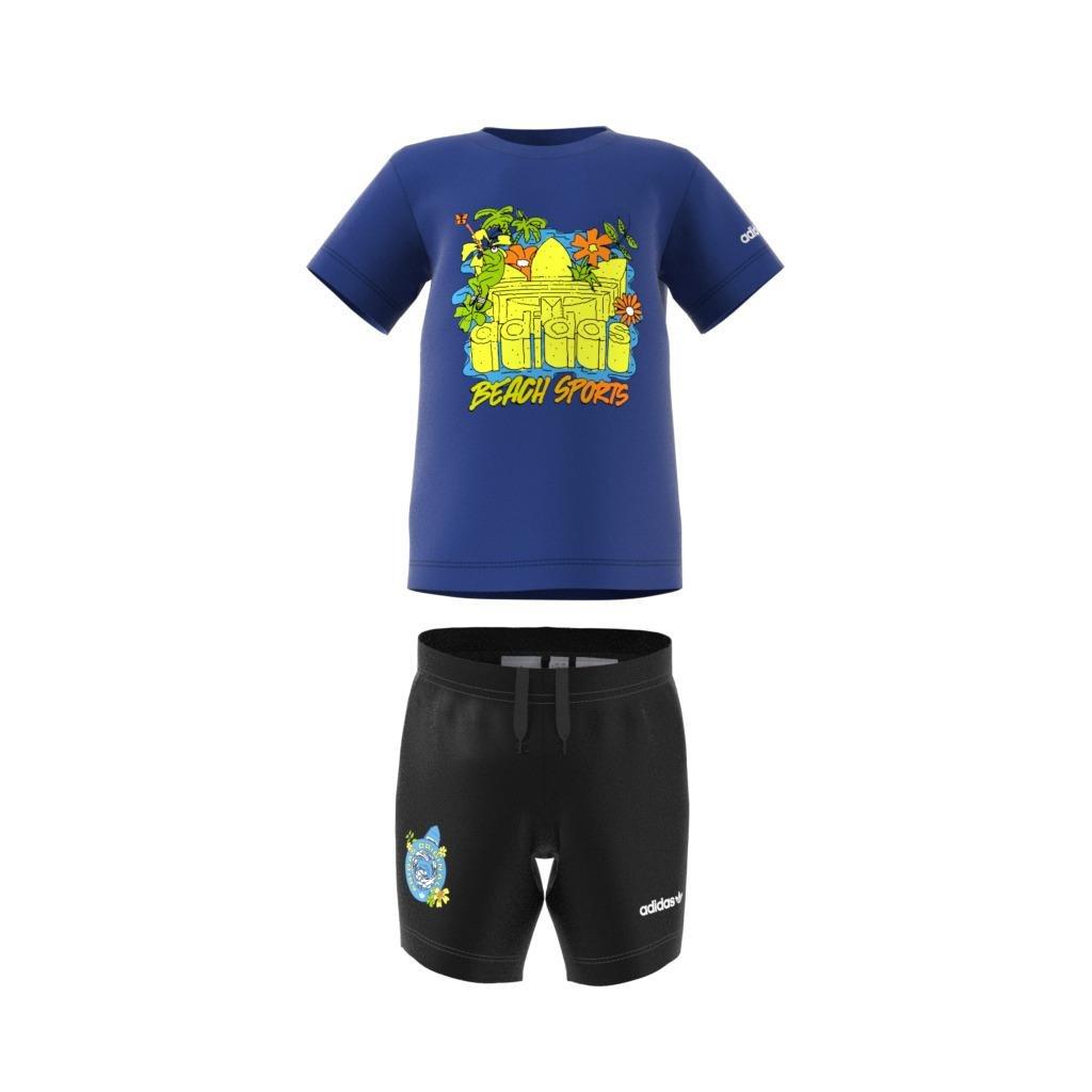 Unisex Kids Graphic Stoked Beach Shorts-And-T-Shirt Set, Blue, A901_ONE, large image number 1