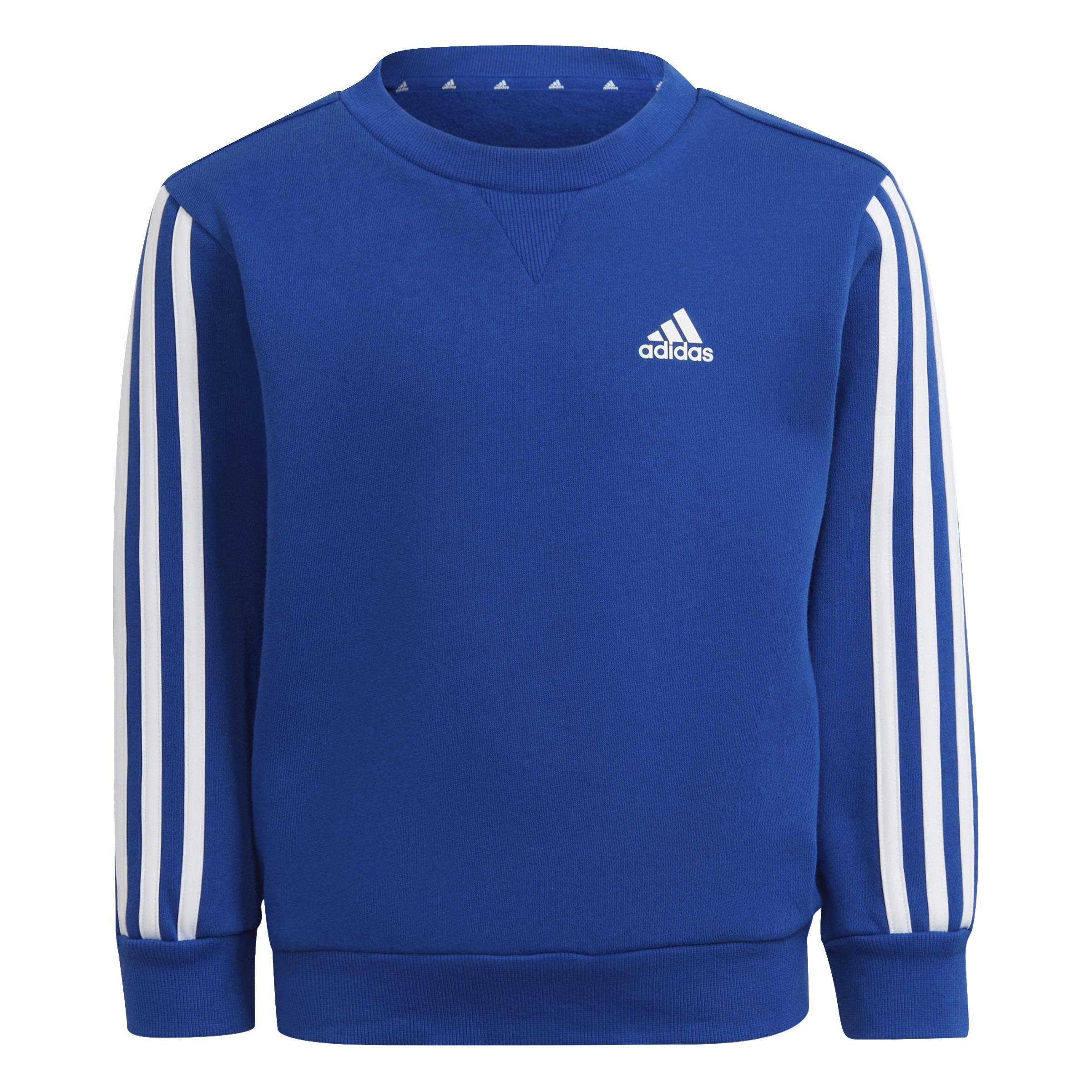 Unisex Kids Essentials 3-Stripes Crewneck Sweatshirt, Blue, A901_ONE, large image number 1