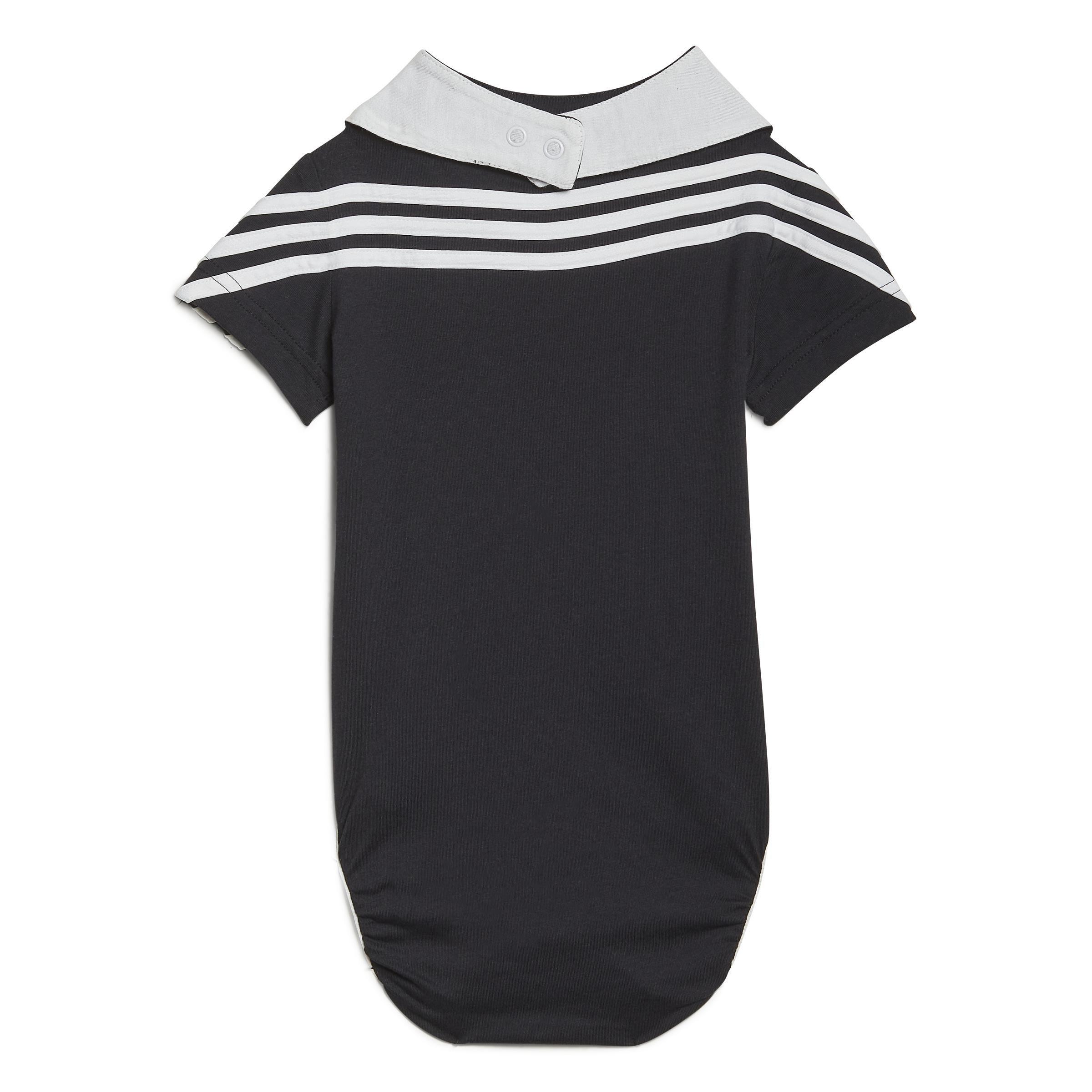 Unisex 3-Stripes Onesie With Bib, Black, A901_ONE, large image number 1