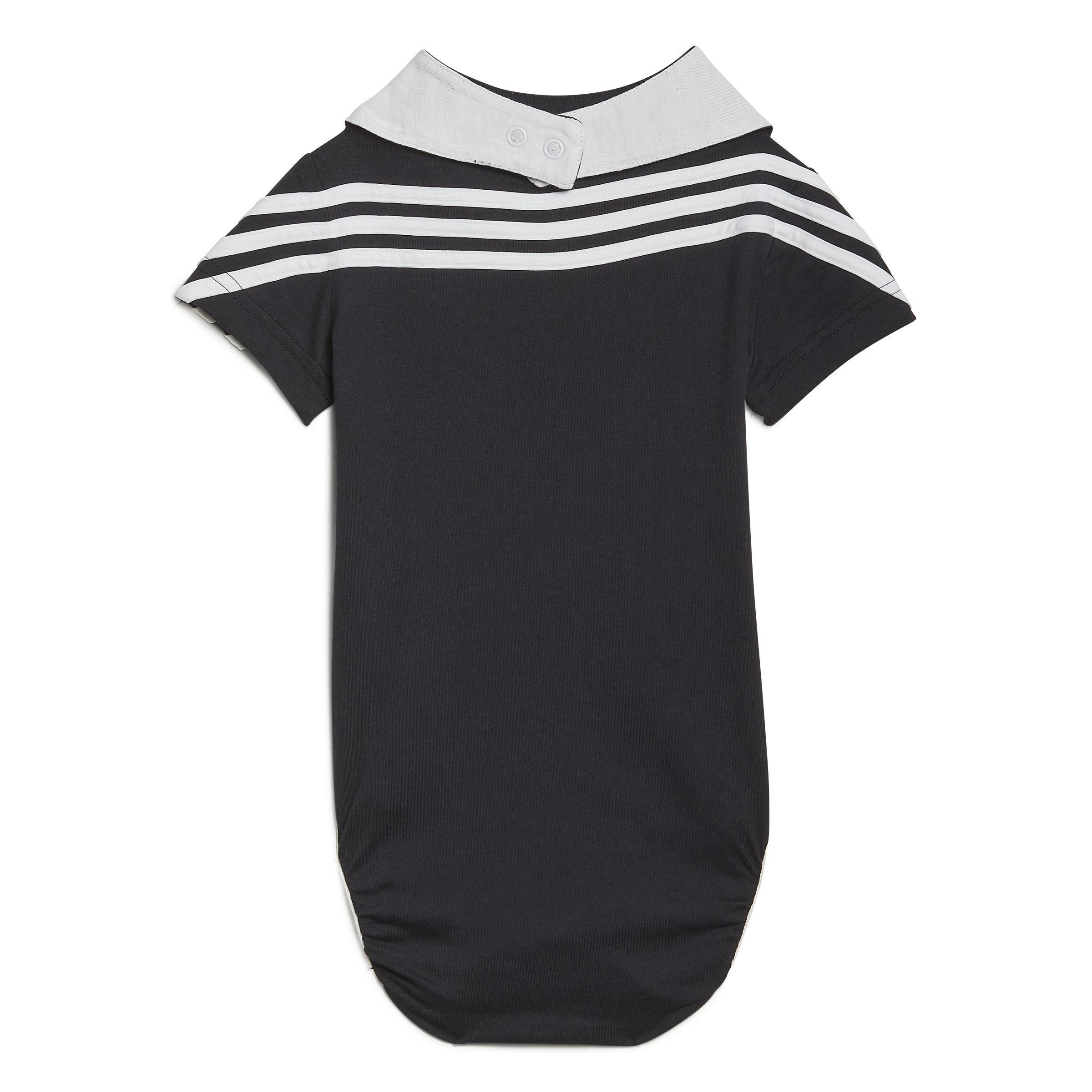 Unisex Kids 3-Stripes Onesie With Bib, Black, , large image number 1