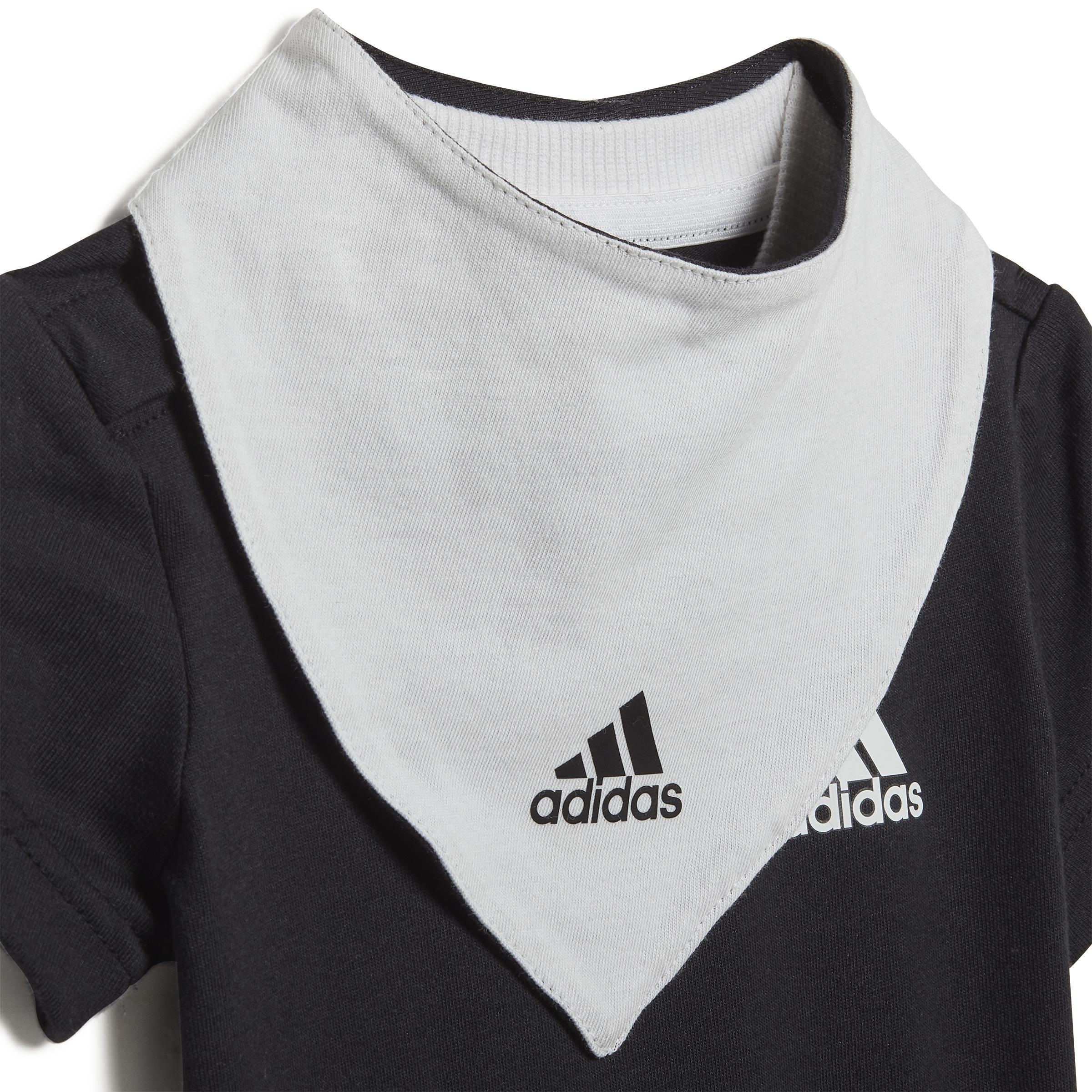 Unisex Kids 3-Stripes Onesie With Bib, Black, , large image number 2