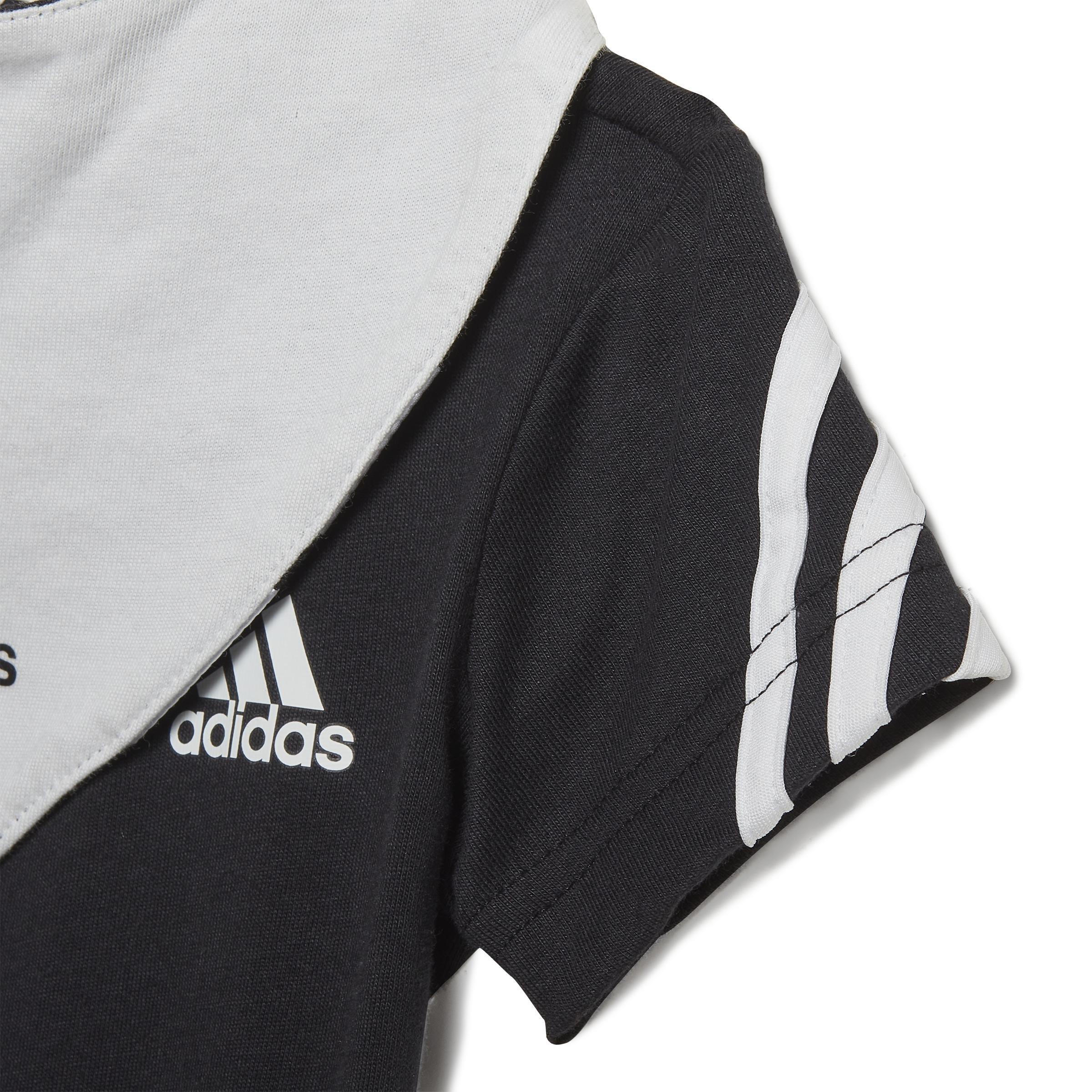 Unisex Kids 3-Stripes Onesie With Bib, Black, , large image number 4