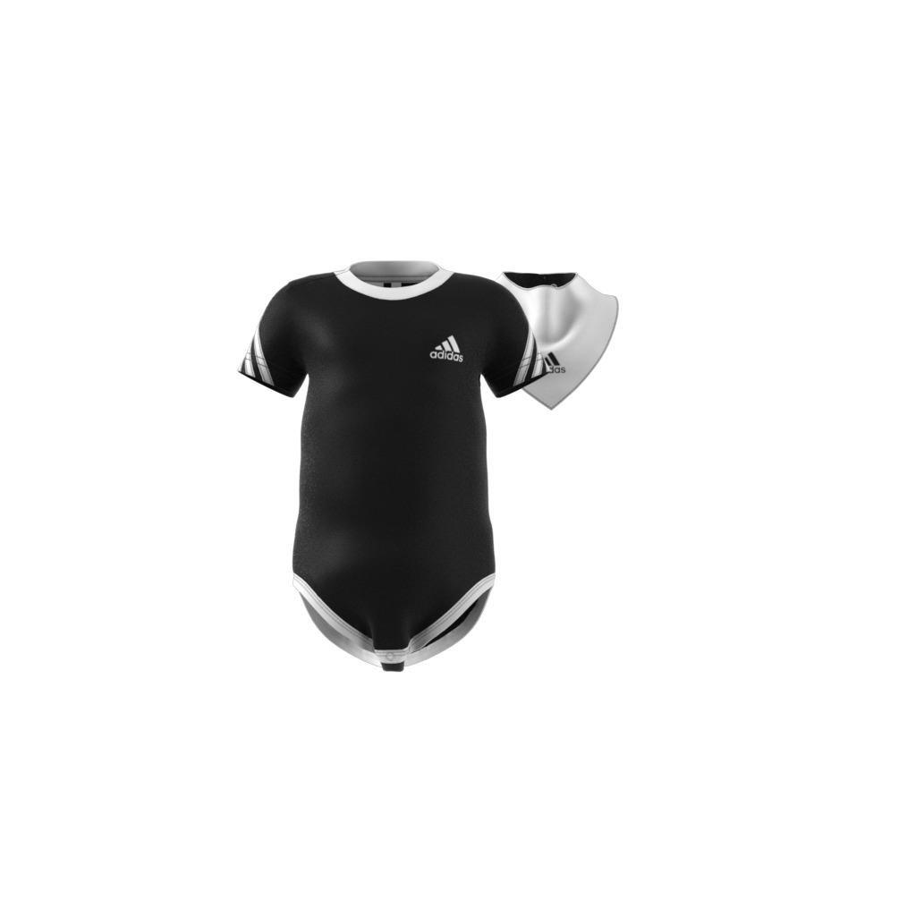 Unisex Kids 3-Stripes Onesie With Bib, Black, , large image number 7