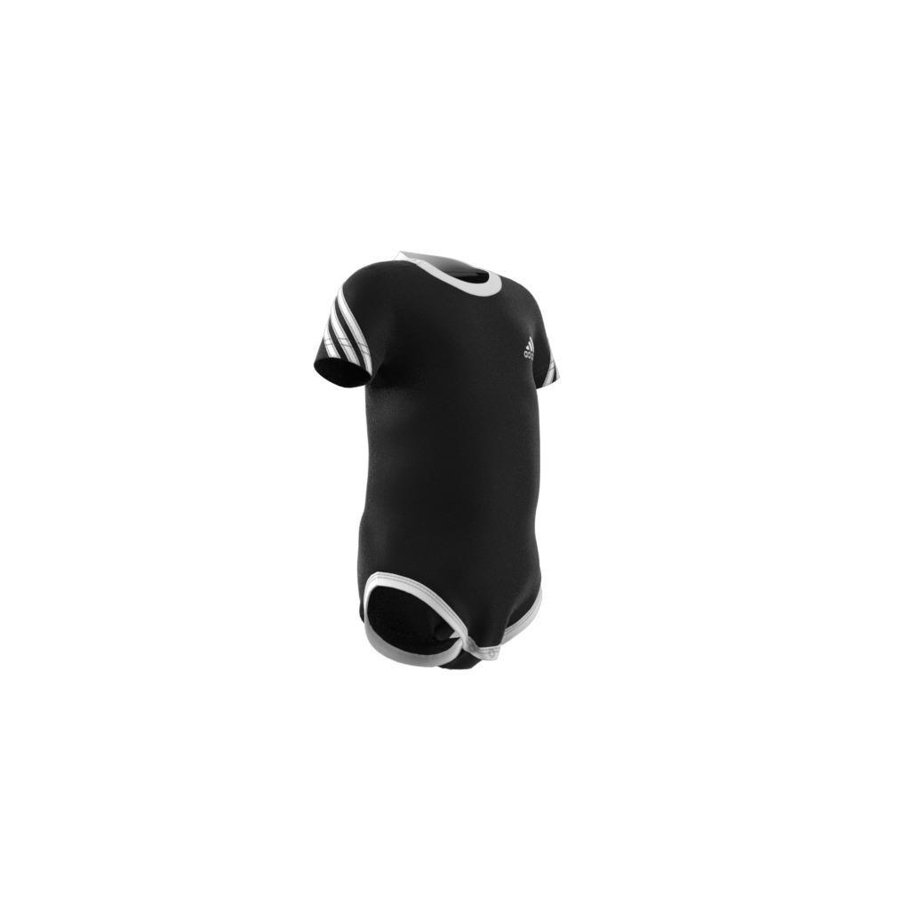 Unisex Kids 3-Stripes Onesie With Bib, Black, , large image number 11