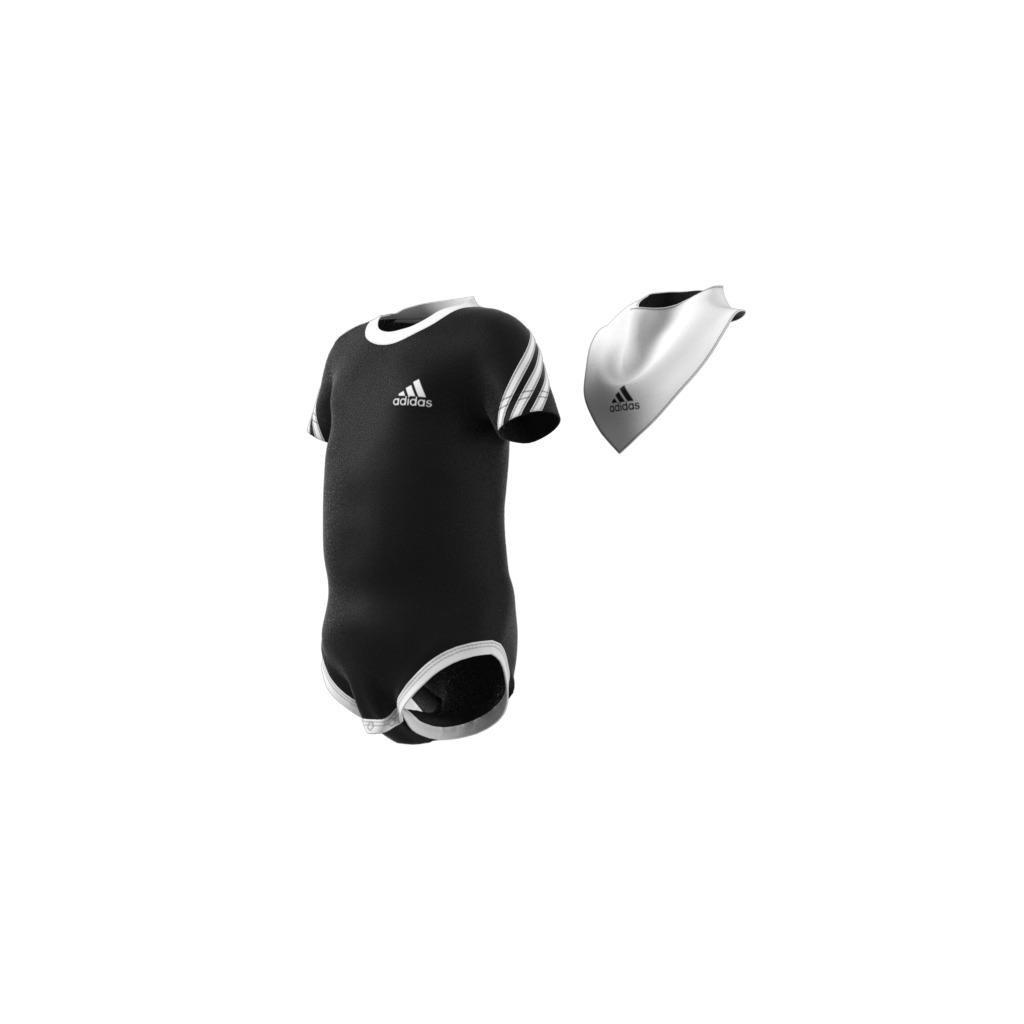 Unisex Kids 3-Stripes Onesie With Bib, Black, , large image number 12