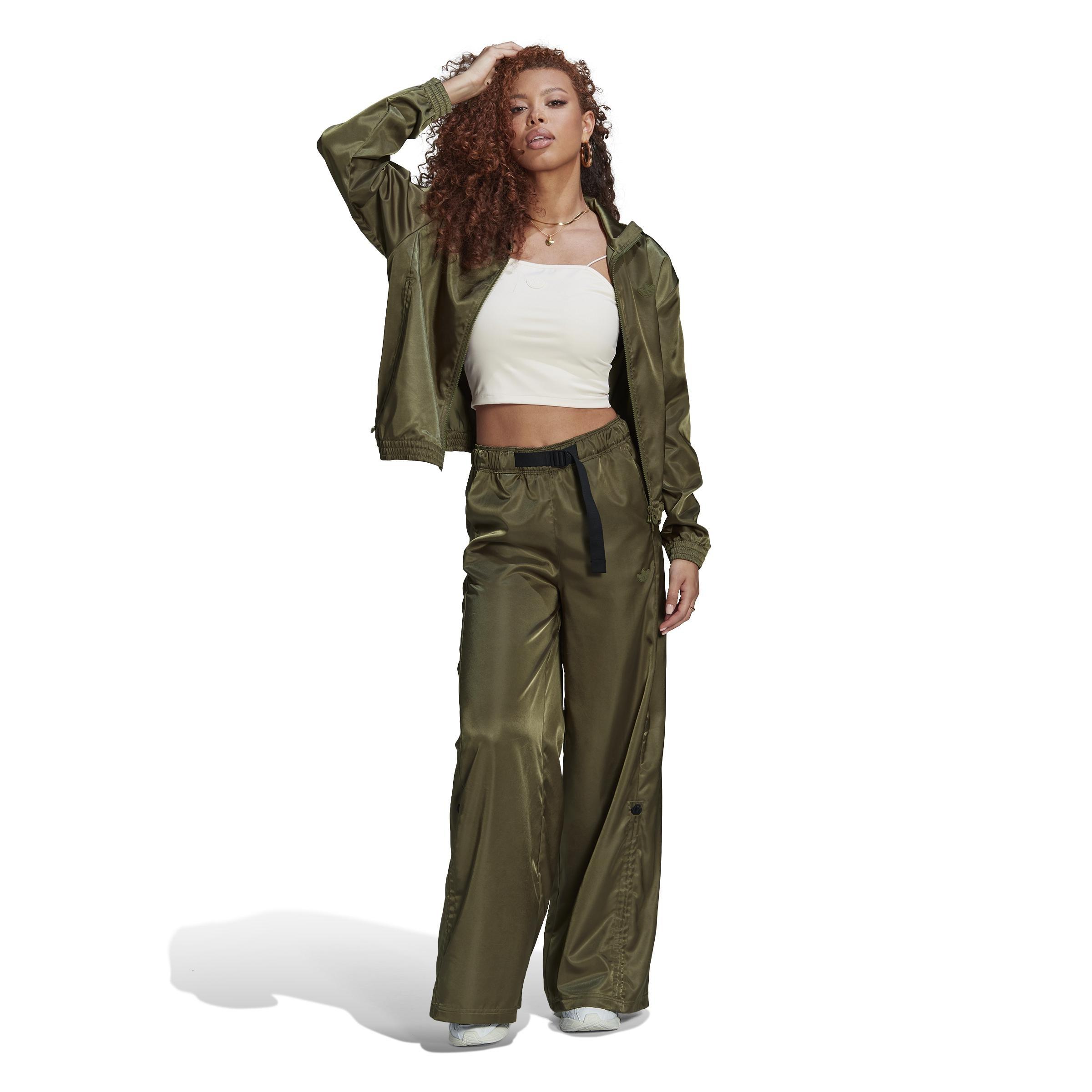 Wide-Leg Satin Joggers, Green, A901_ONE, large image number 0