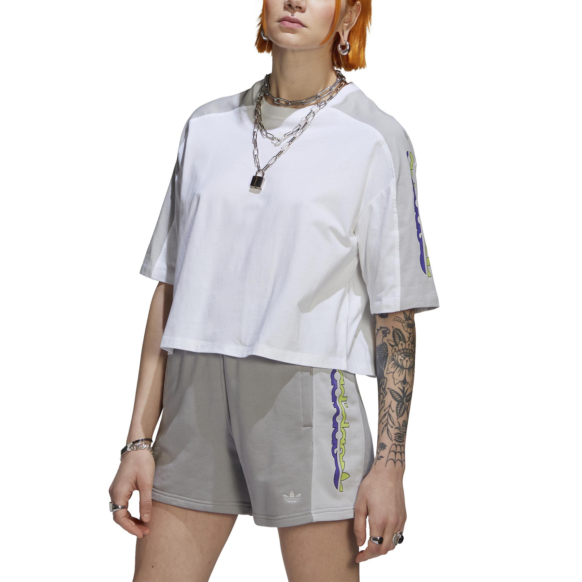 Blocked Graphic Crop T-Shirt, White, A901_ONE, large image number 0