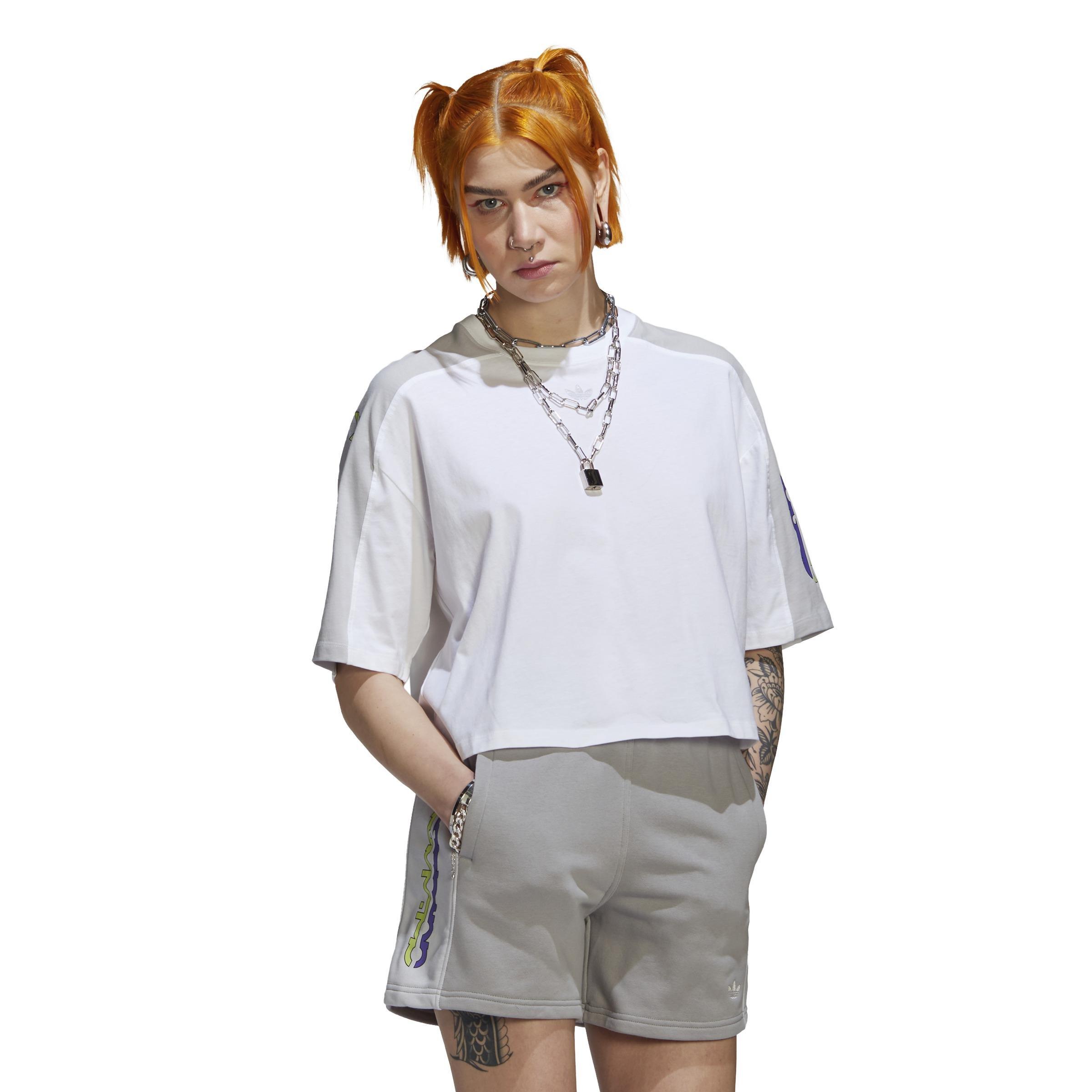 Blocked Graphic Crop T-Shirt, White, A901_ONE, large image number 2