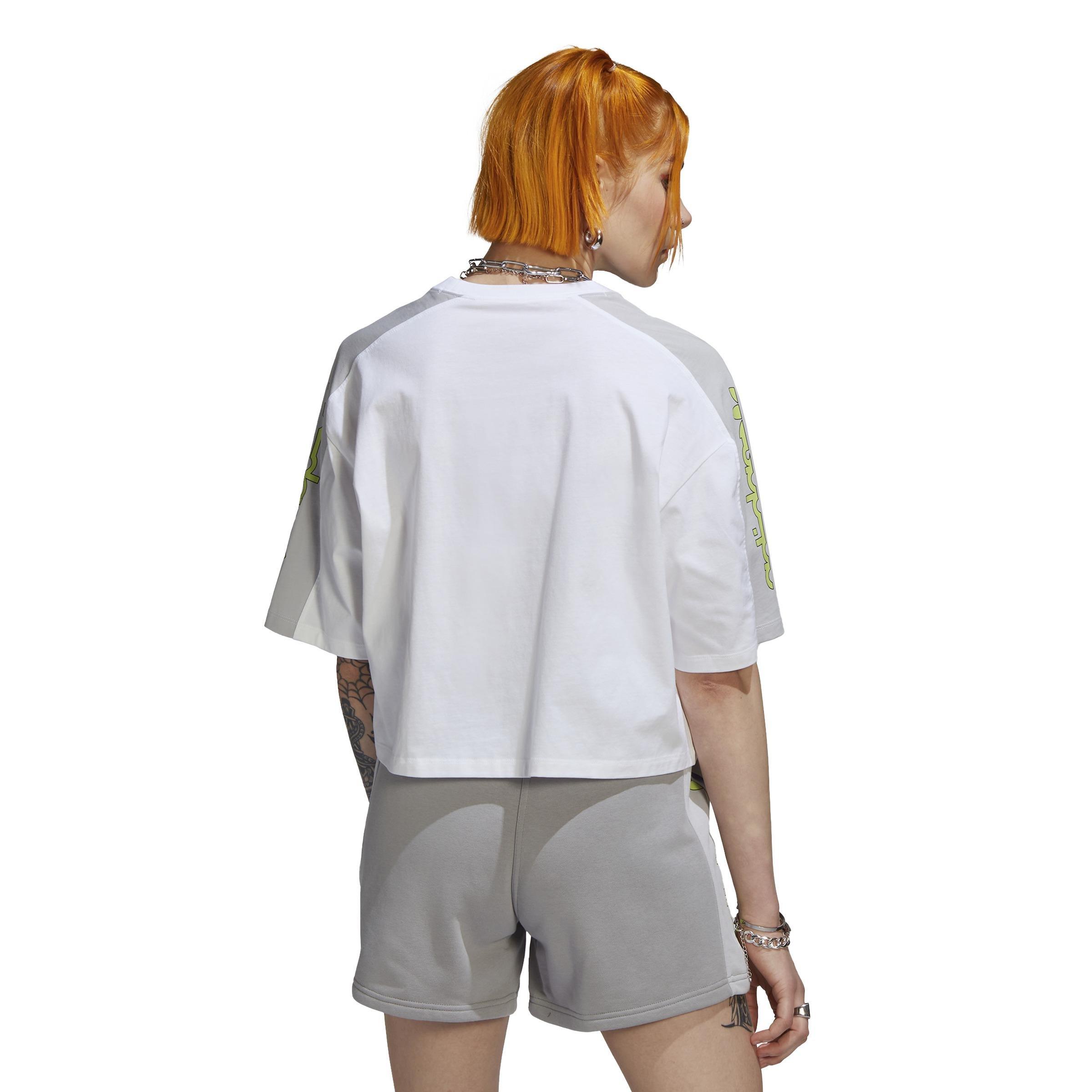 Blocked Graphic Crop T-Shirt, White, A901_ONE, large image number 4