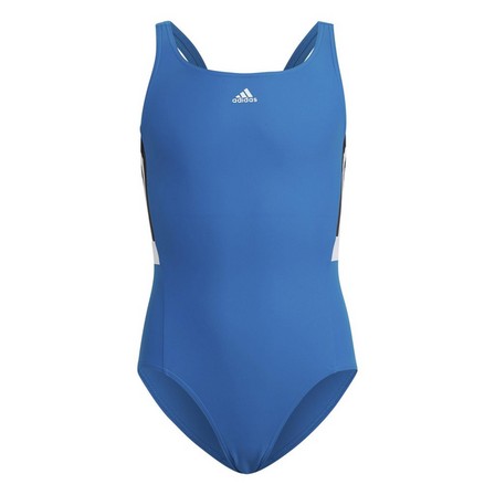 Kids Girls Colorblock 3-Stripes Swimsuit, Blue, A901_ONE, large image number 0