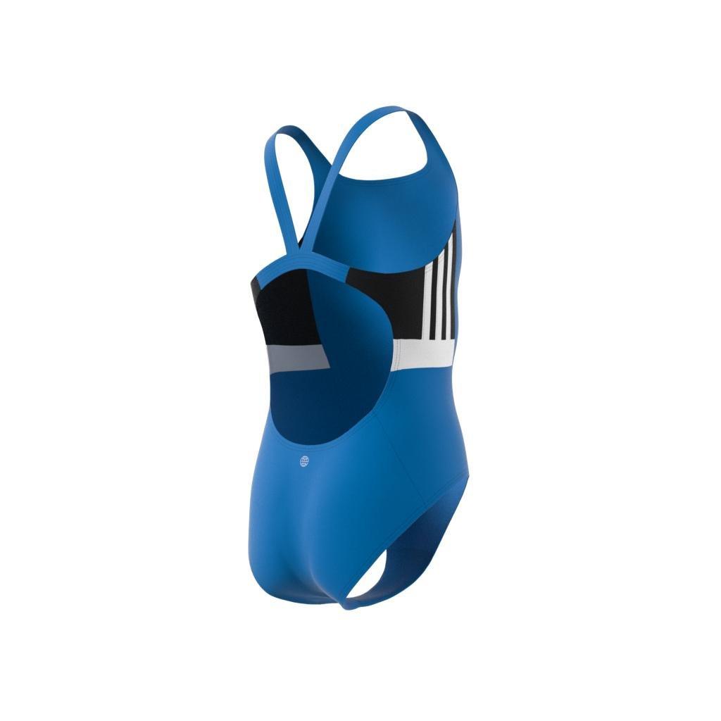 Kids Colorblock 3-Stripes Swimsuit, Blue, A901_ONE, large image number 6