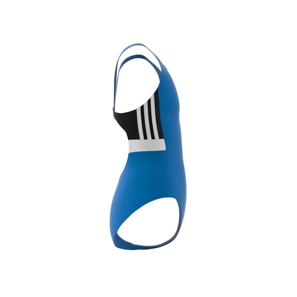 Kids Colorblock 3-Stripes Swimsuit, Blue, A901_ONE, large image number 7