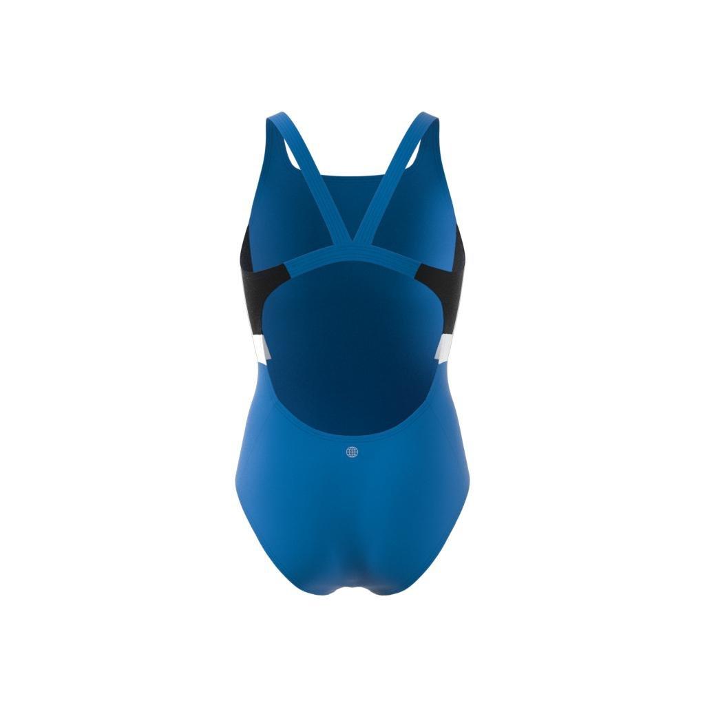 Kids Colorblock 3-Stripes Swimsuit, Blue, A901_ONE, large image number 8