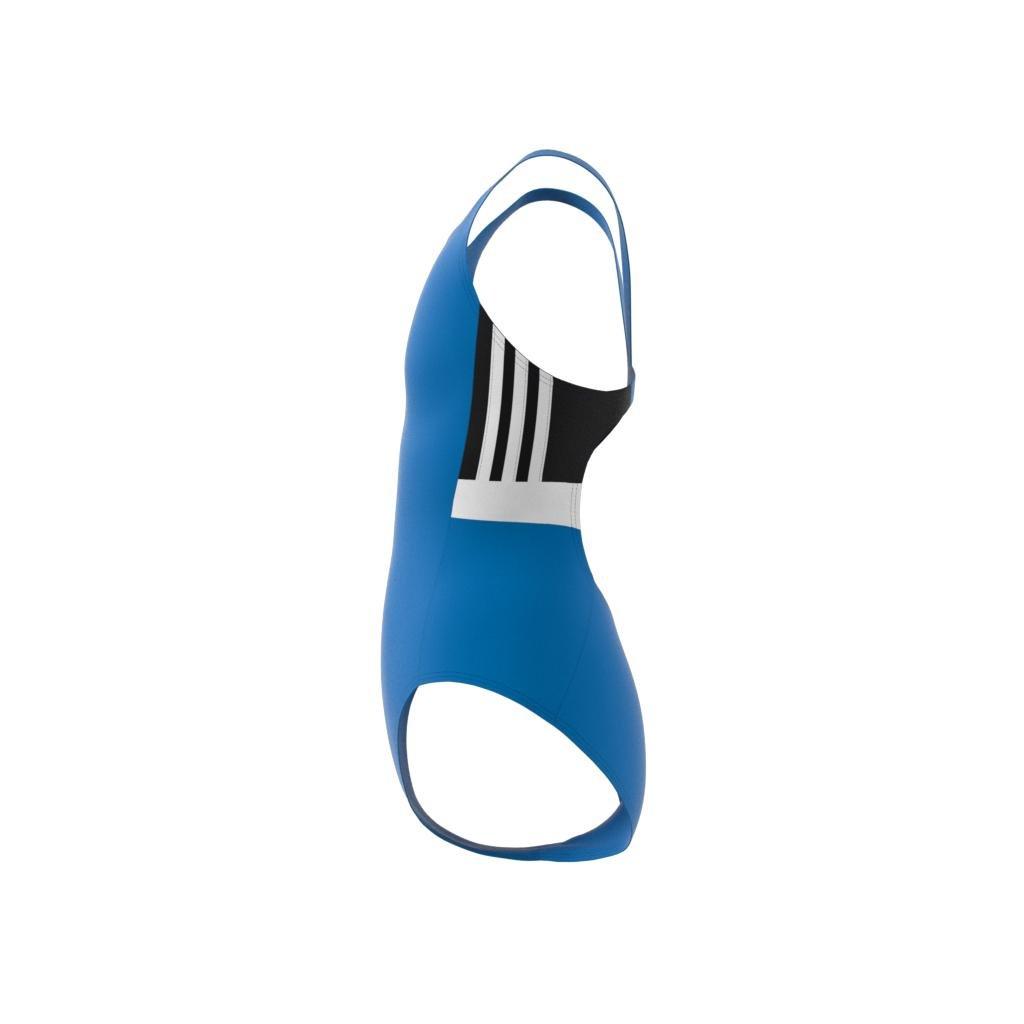 Kids Colorblock 3-Stripes Swimsuit, Blue, A901_ONE, large image number 9