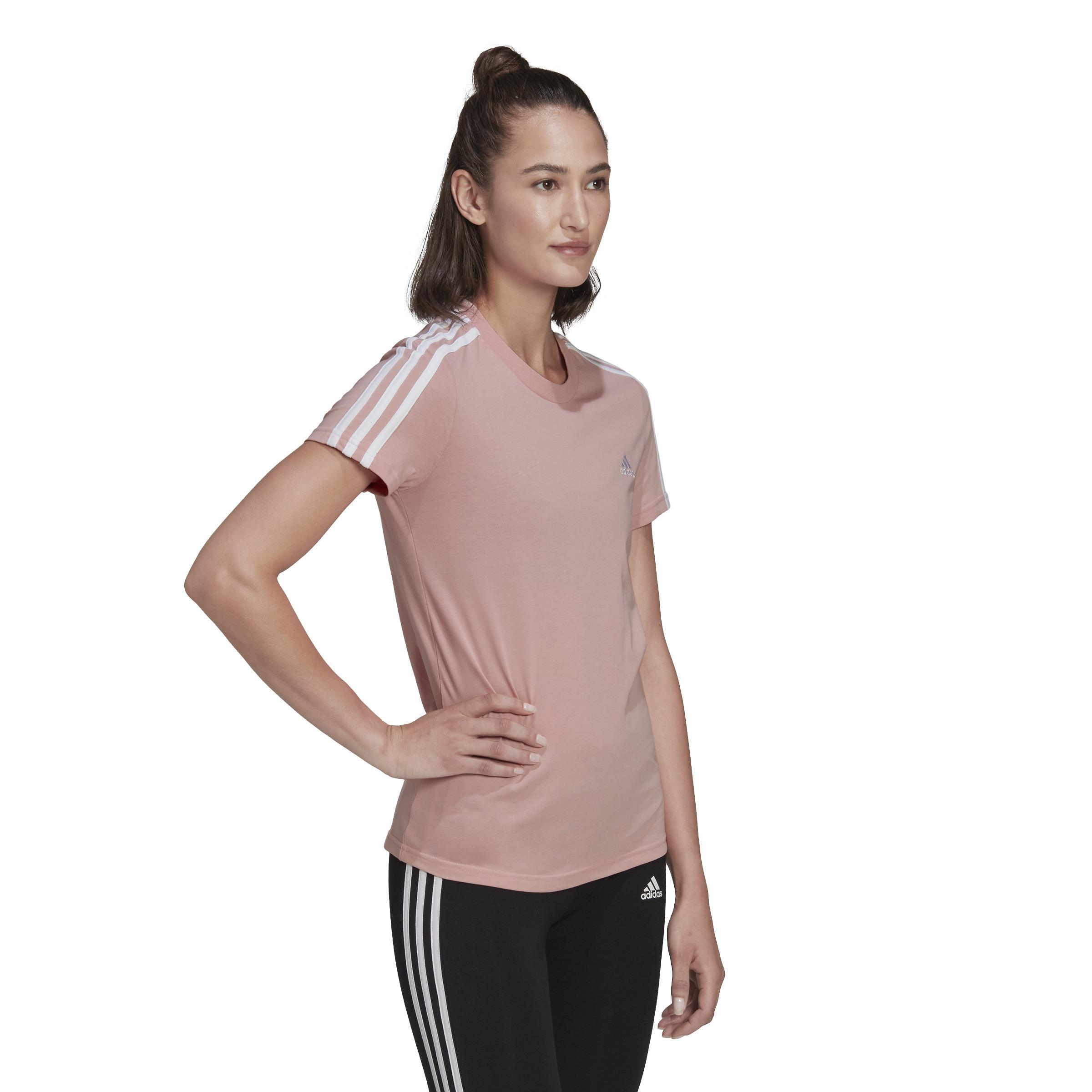 Essentials Slim 3-Stripes T-Shirt, Pink, A901_ONE, large image number 1