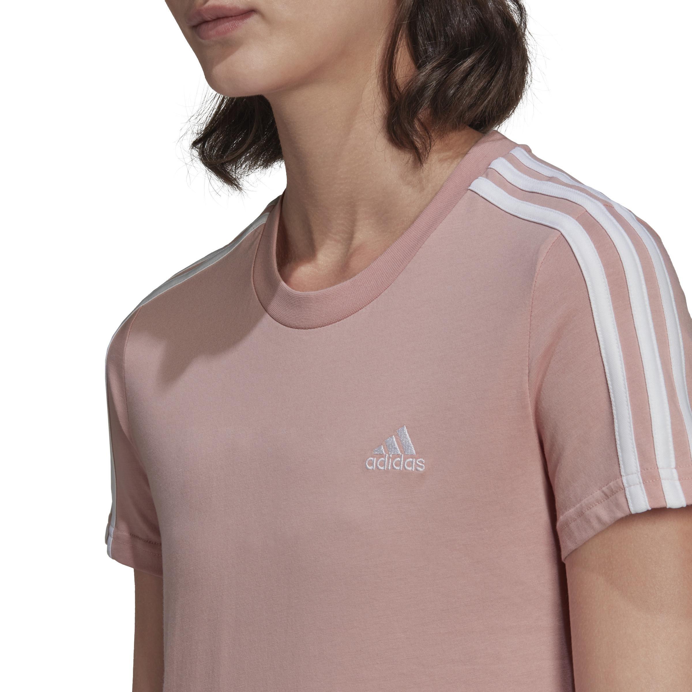 Essentials Slim 3-Stripes T-Shirt, Pink, A901_ONE, large image number 4