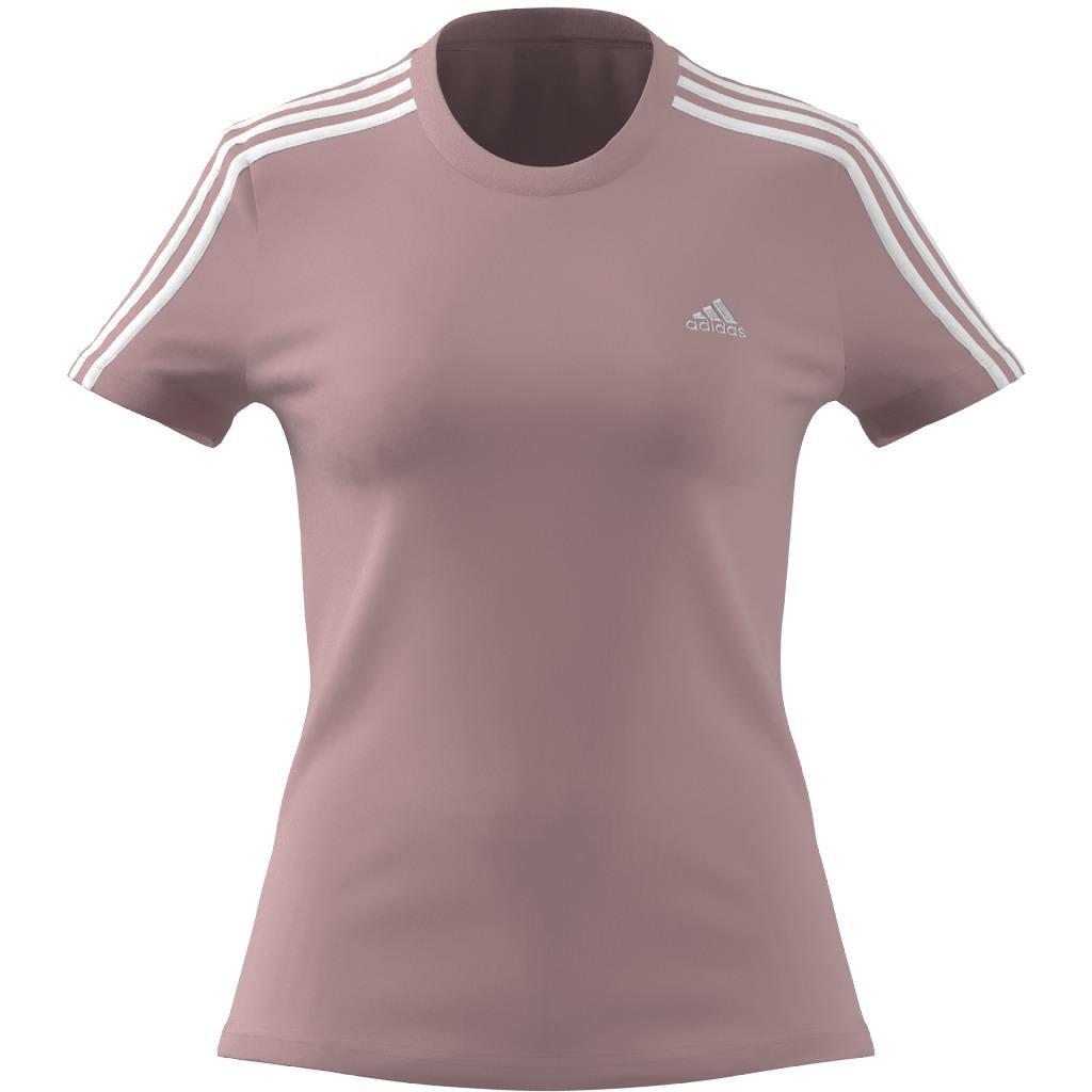 Essentials Slim 3-Stripes T-Shirt, Pink, A901_ONE, large image number 6