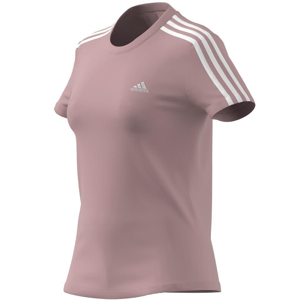 Essentials Slim 3-Stripes T-Shirt, Pink, A901_ONE, large image number 8