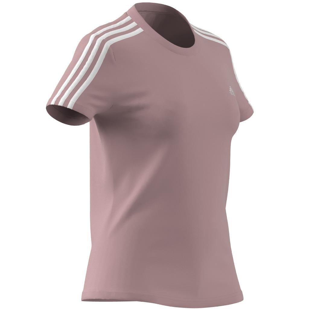 Essentials Slim 3-Stripes T-Shirt, Pink, A901_ONE, large image number 10