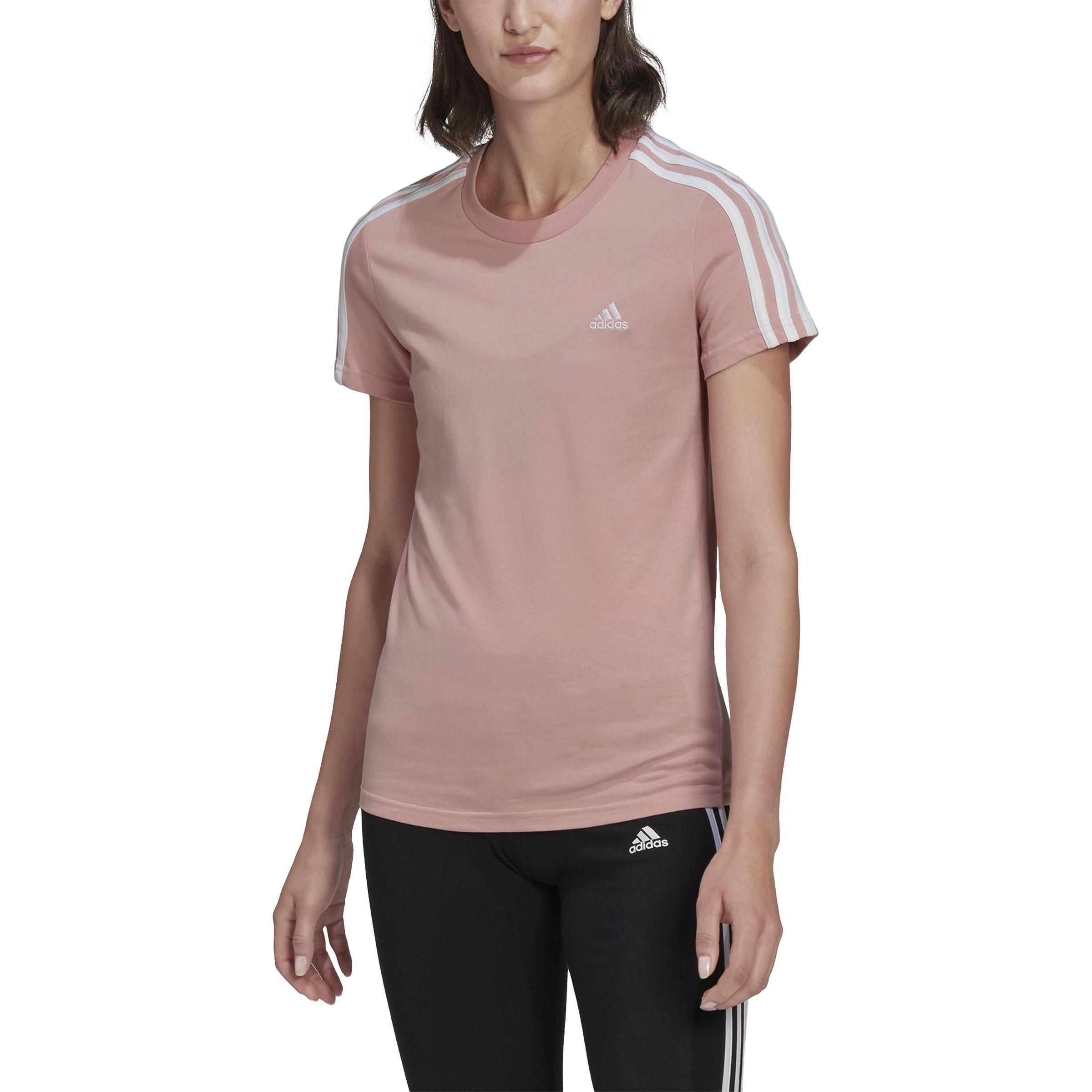 Essentials Slim 3-Stripes T-Shirt, Pink, A901_ONE, large image number 12