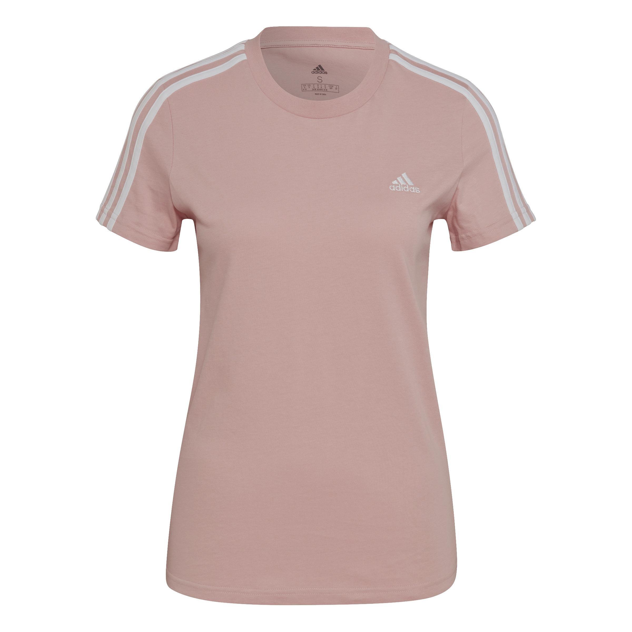 Essentials Slim 3-Stripes T-Shirt, Pink, A901_ONE, large image number 14