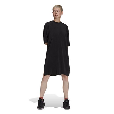 Women Adicolor Plisse Tee Dress, Black, A901_ONE, large image number 0