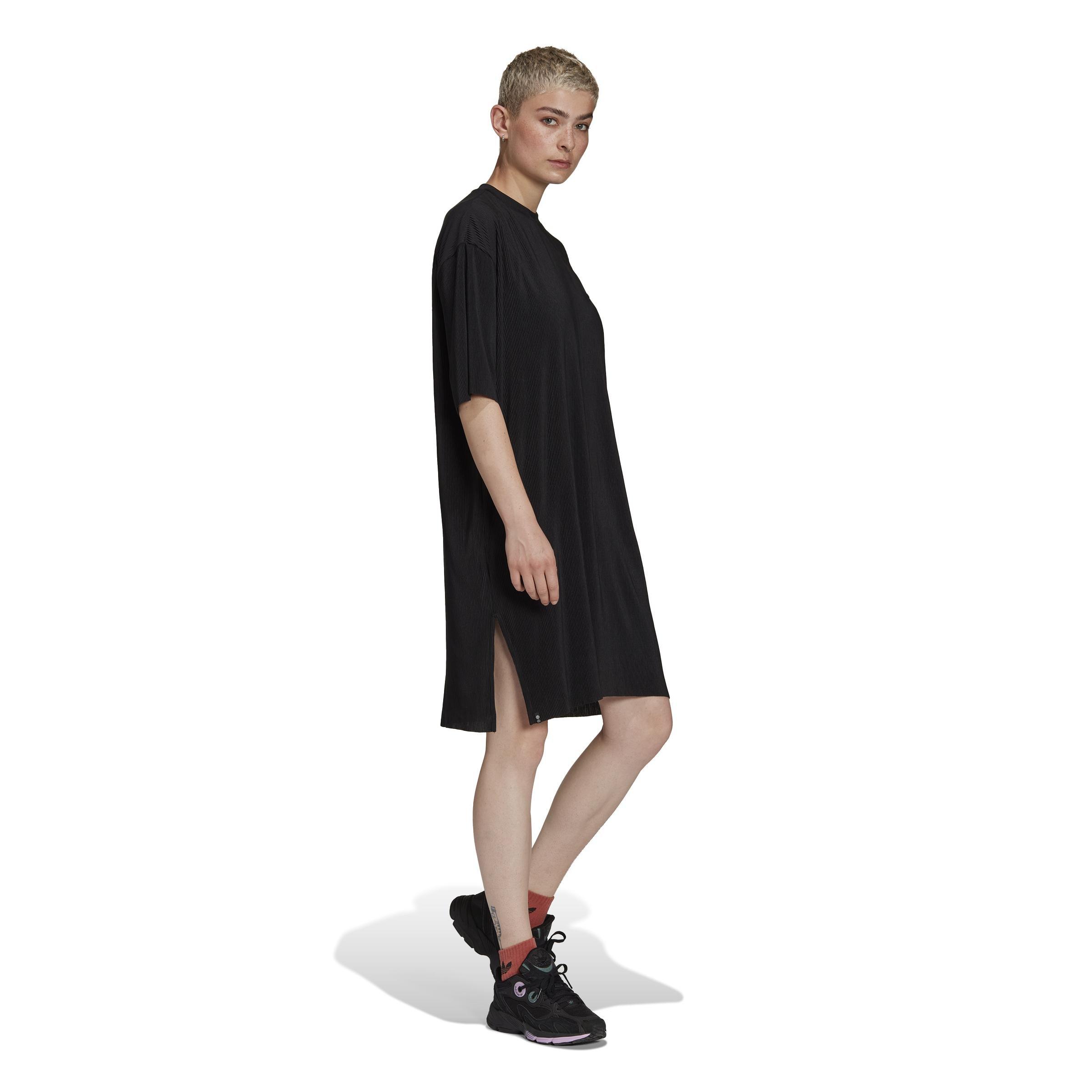 Adicolor Plisse Tee Dress, Black, A901_ONE, large image number 1