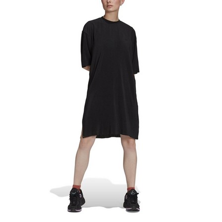 Women Adicolor Plisse Tee Dress, Black, A901_ONE, large image number 3