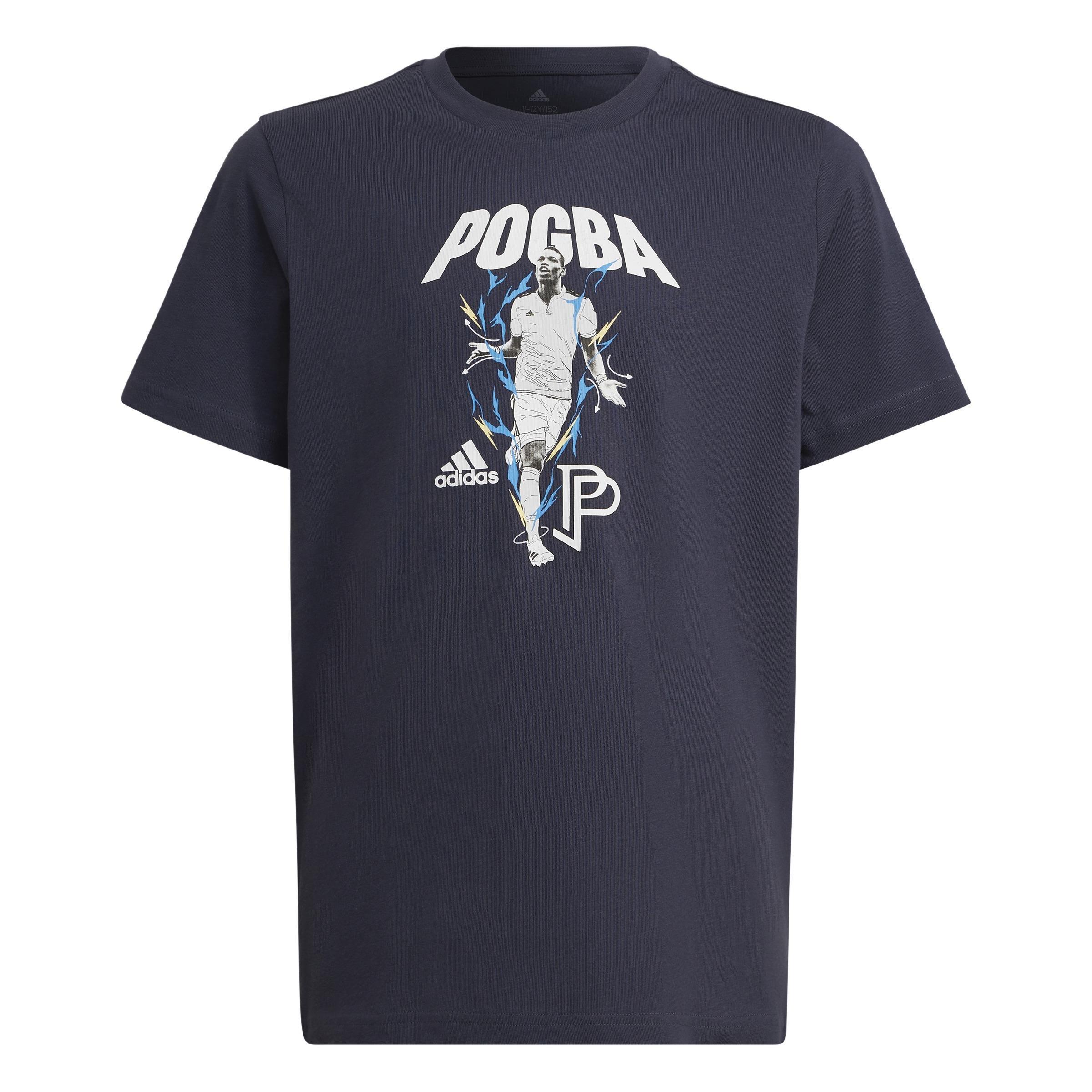Kids Pogba Graphic Football T-Shirt, Blue, A901_ONE, large image number 0