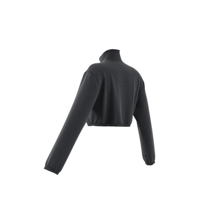 Women Cropped Half-Zip Sweatshirt, Grey, A901_ONE, large image number 8