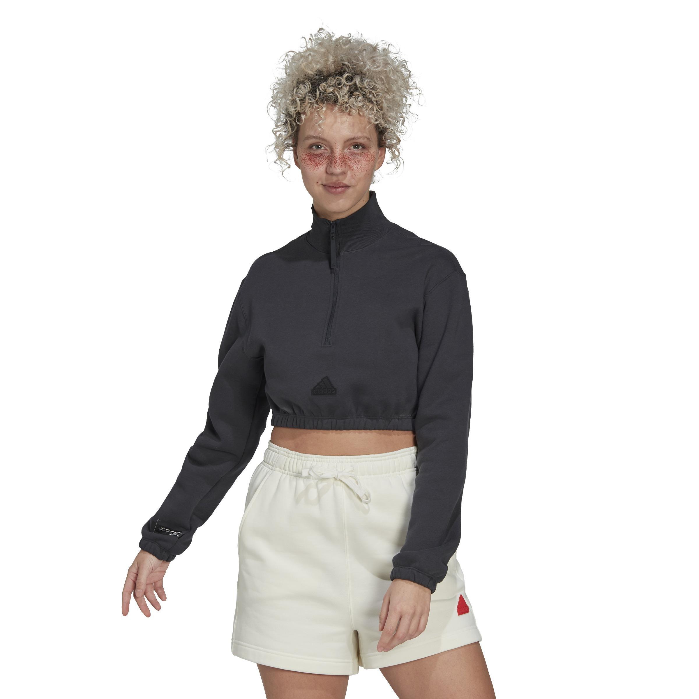 Cropped Half-Zip Sweatshirt, Grey, A901_ONE, large image number 9