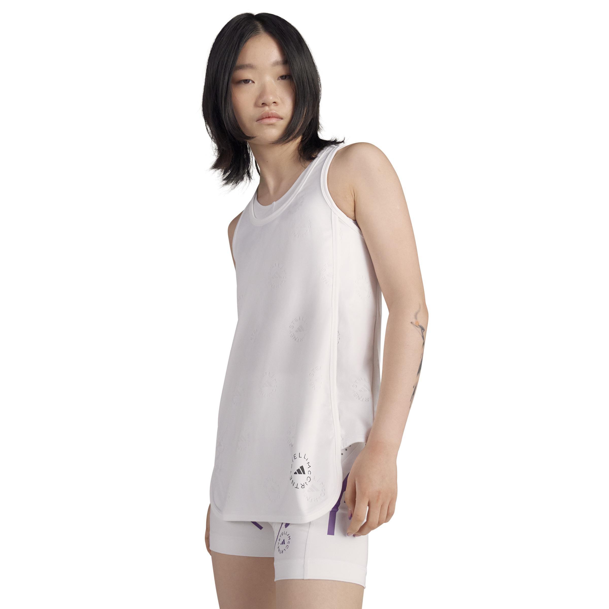 By Stella Mccartney Made To Be Remade Running Tank Top, White, A901_ONE, large image number 10