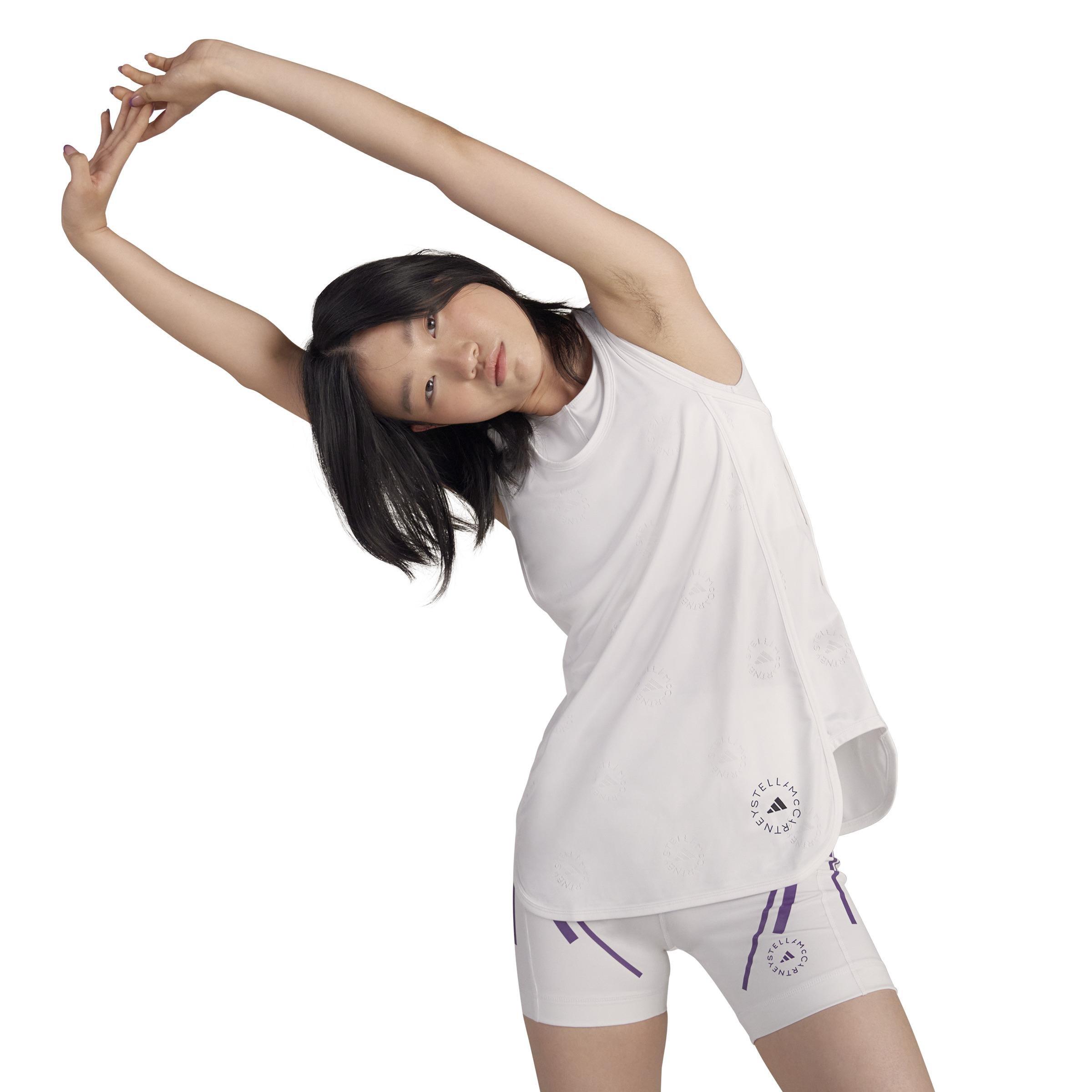 By Stella Mccartney Made To Be Remade Running Tank Top, White, A901_ONE, large image number 13