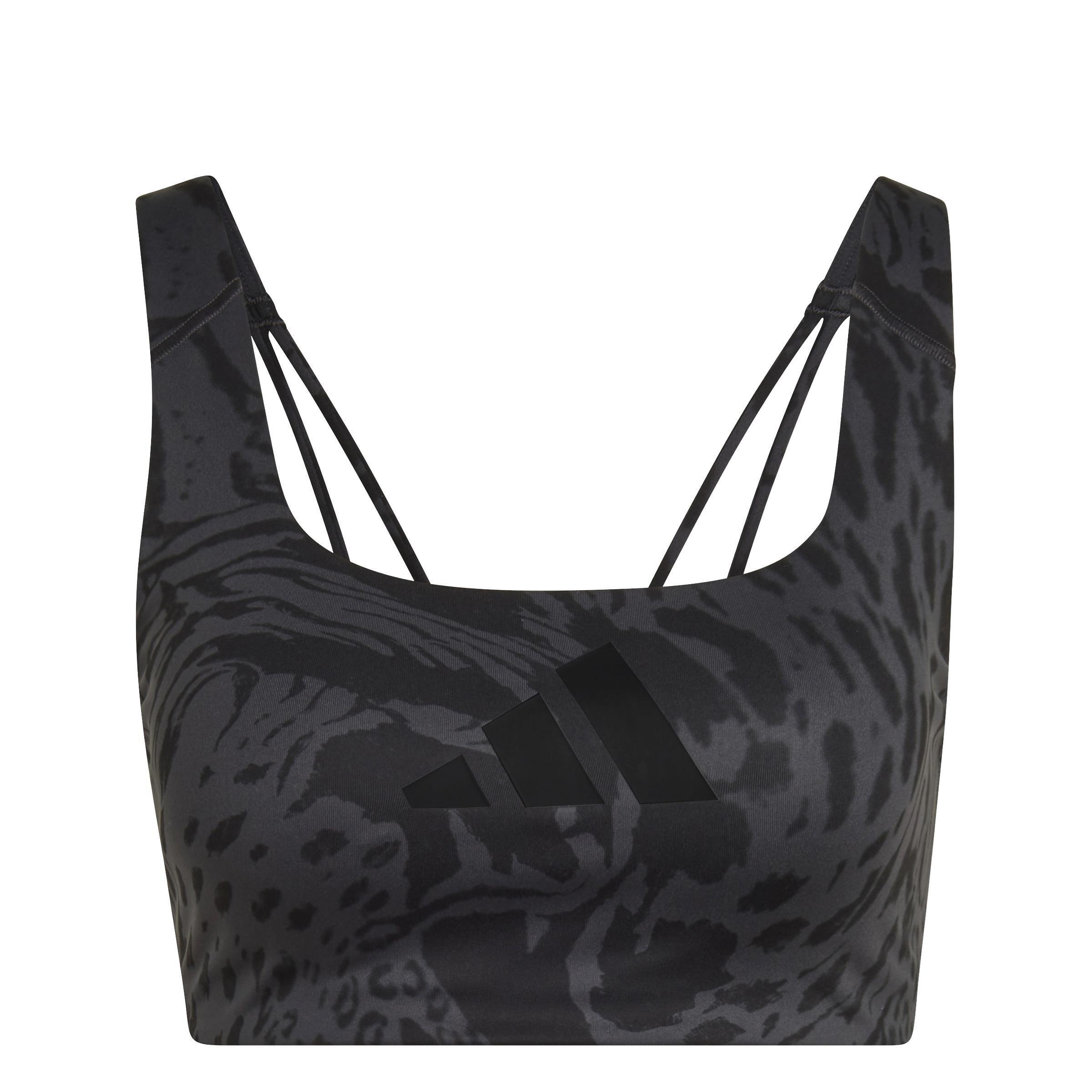 Powerimpact Training Medium-Support Allover Print Bra, Grey, A901_ONE, medium