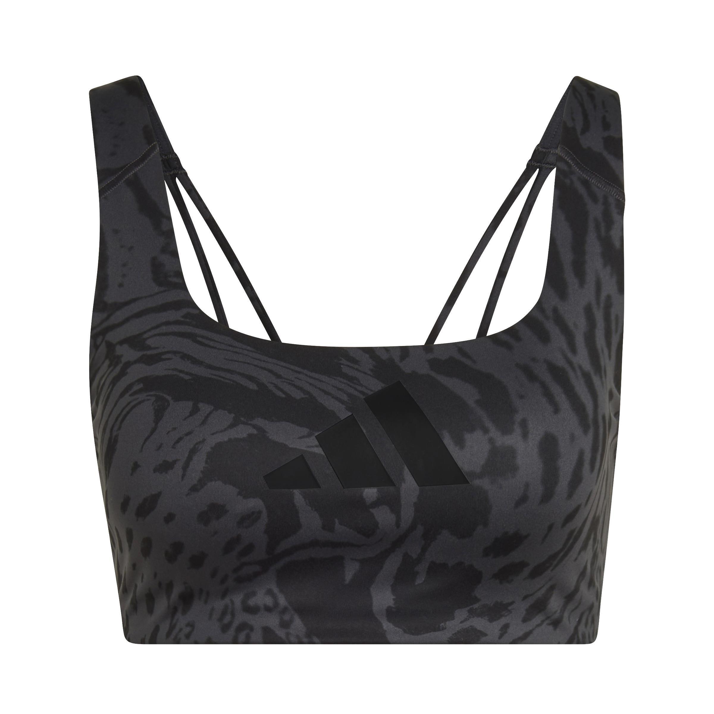 Powerimpact Training Medium-Support Allover Print Bra, Grey, A901_ONE, medium