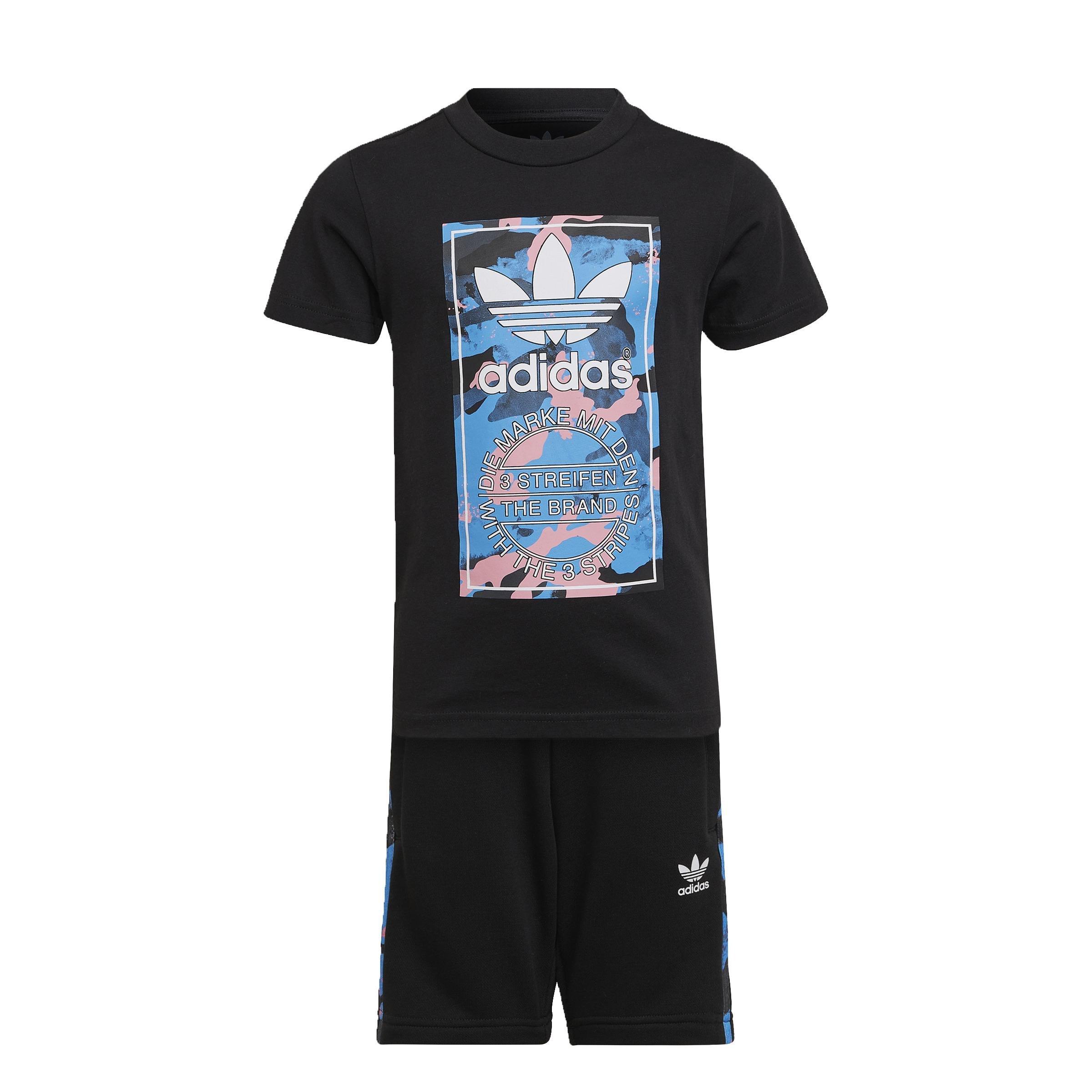 Unisex Kids Camo Shorts And Tee Set, Black, A901_ONE, large image number 0