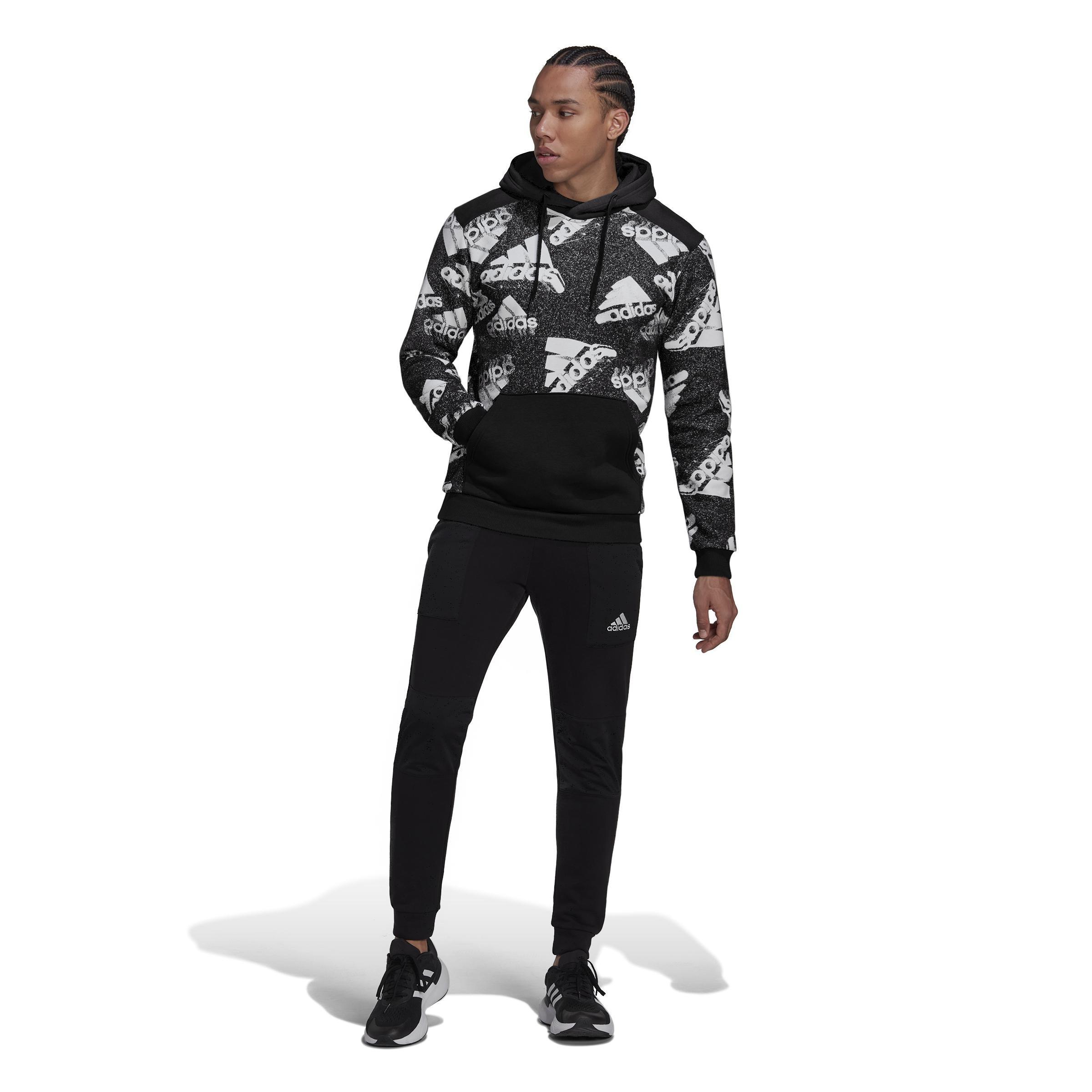 Essentials Brandlove Fleece Hoodie, Black, A901_ONE, large image number 1