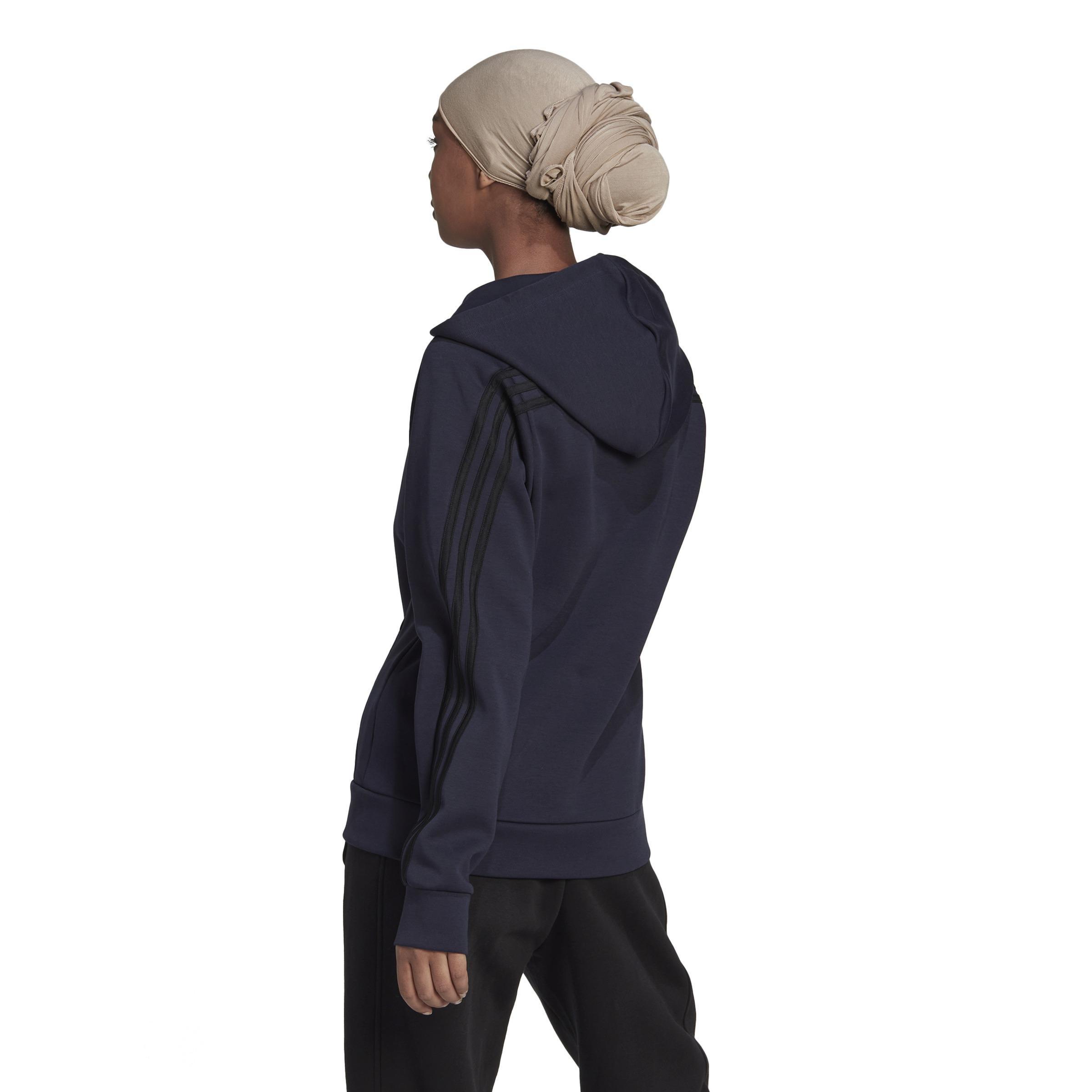 adidas Sportswear Future Icons 3-Stripes Hooded Track Top, Blue, A901_ONE, large image number 3
