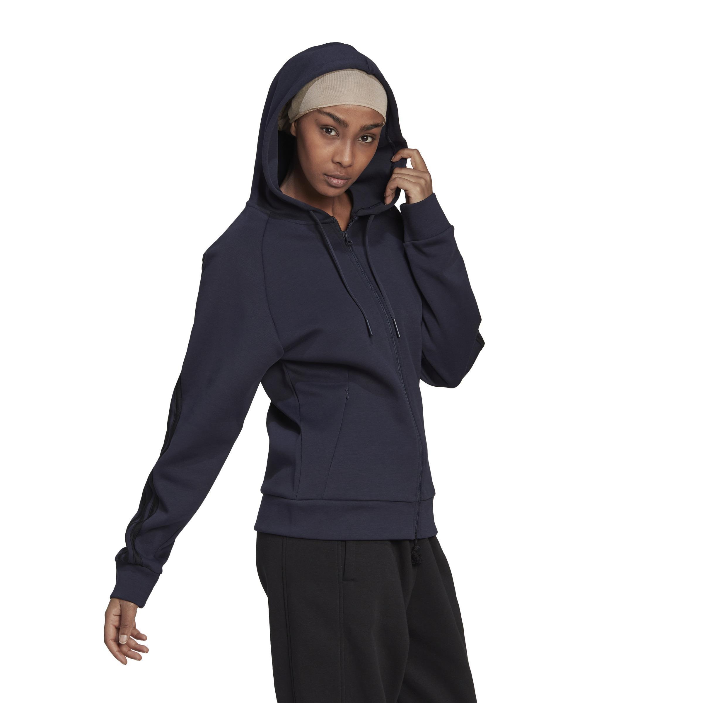 adidas Sportswear Future Icons 3-Stripes Hooded Track Top, Blue, A901_ONE, large image number 9