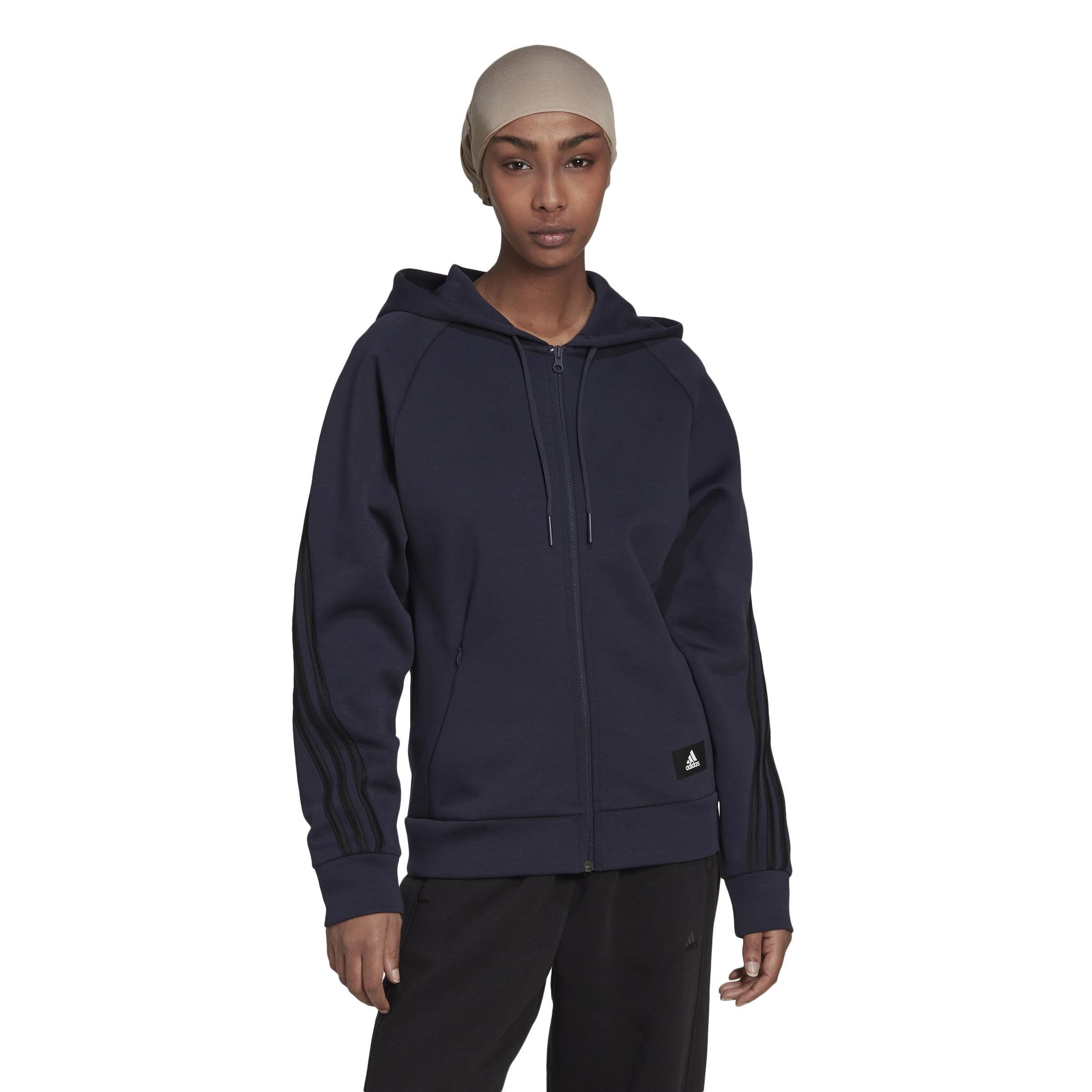 adidas Sportswear Future Icons 3-Stripes Hooded Track Top, Blue, A901_ONE, large image number 10